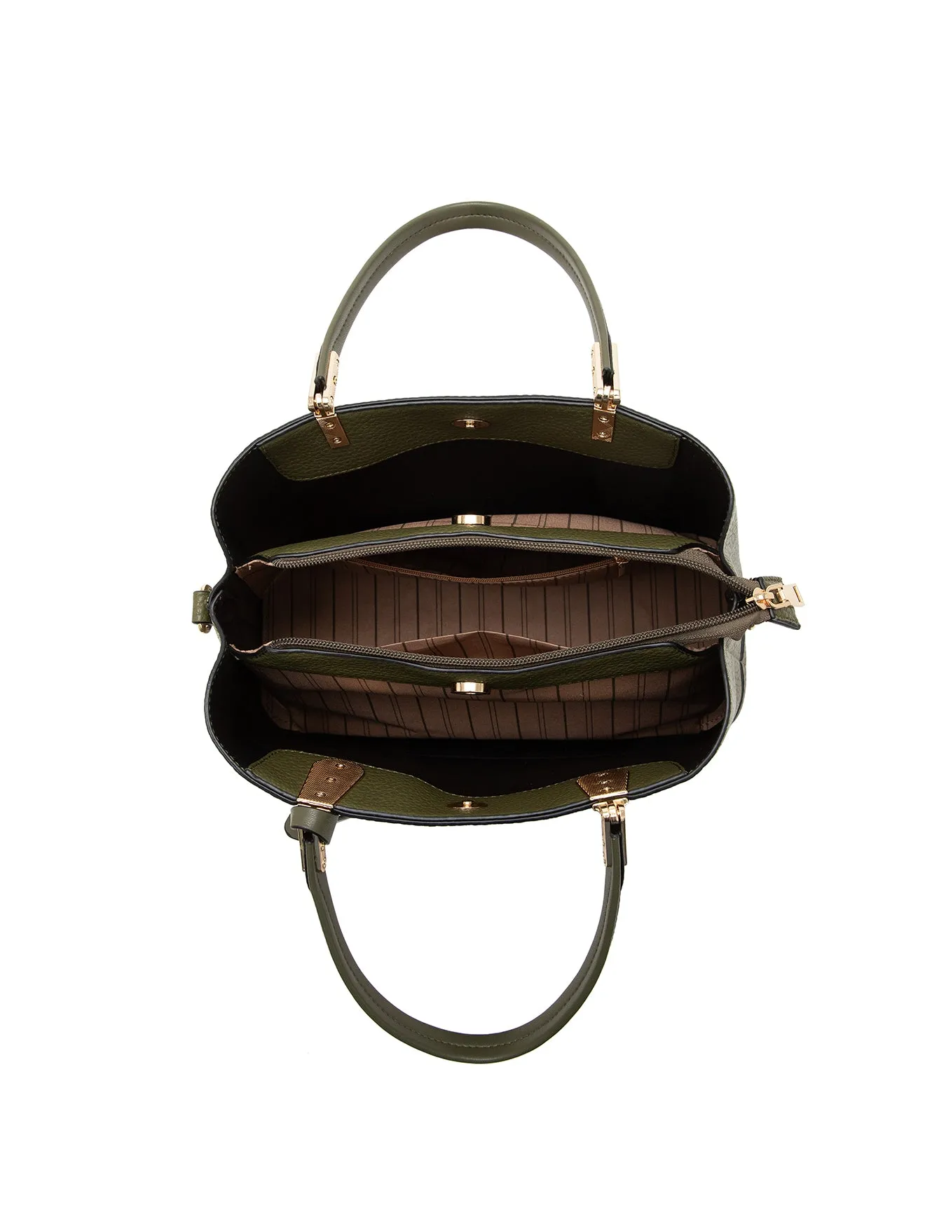 ASHER VEGAN TRIPLE COMPARTMENT BAG- XB-2350-OLIVE- NEW IN