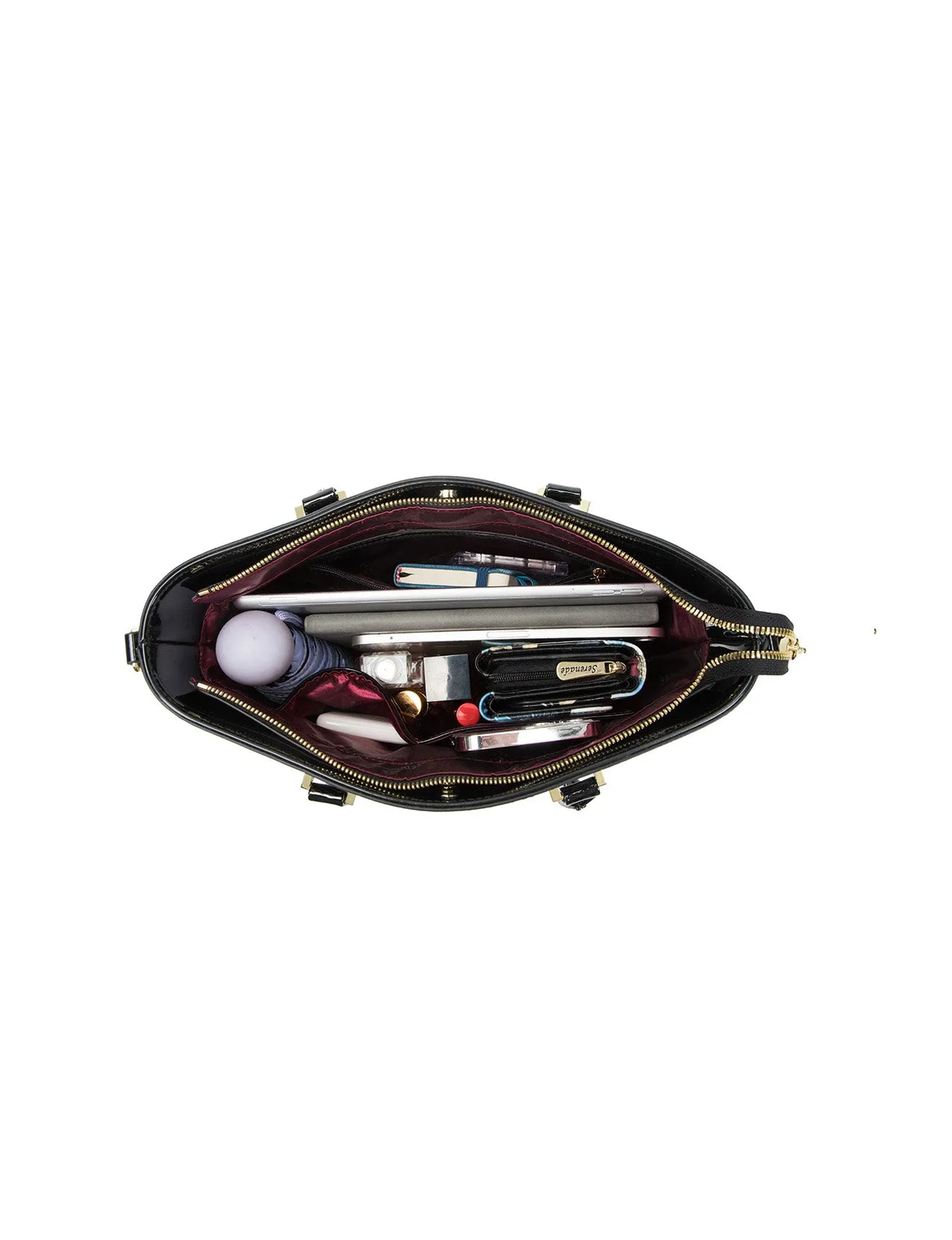 ASPEN PATENT LEATHER GRIP HANDLE BAG- SF4-8787-SALE