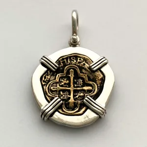 Atocha Re-creation Coin Pendant 4 Reales Double Prong in Sterling Silver