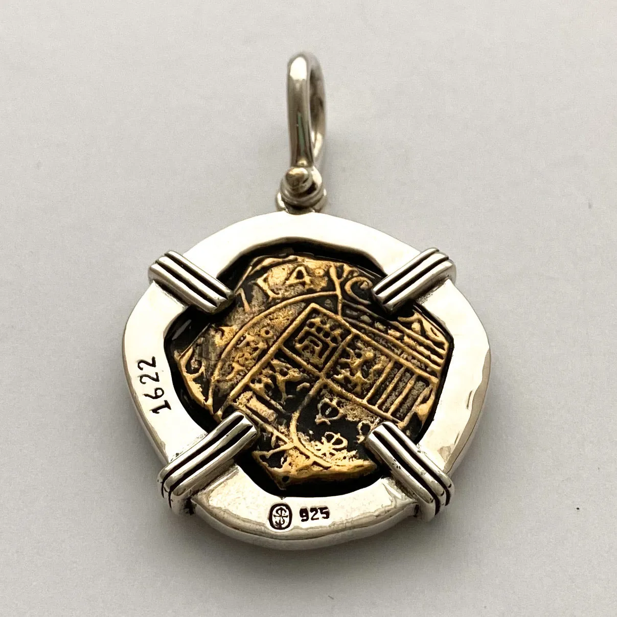 Atocha Re-creation Coin Pendant 4 Reales Double Prong in Sterling Silver