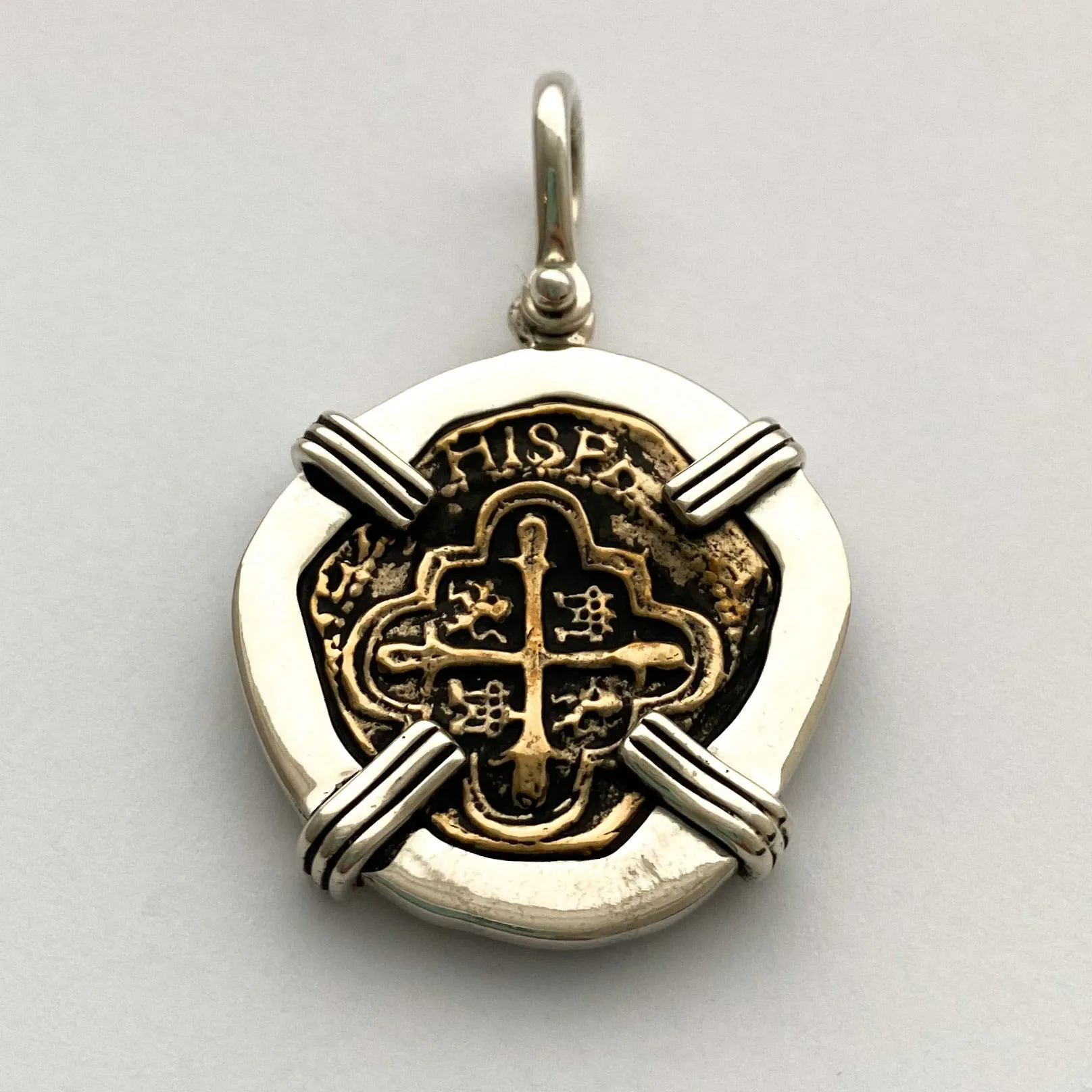 Atocha Re-creation Coin Pendant 4 Reales Double Prong in Sterling Silver