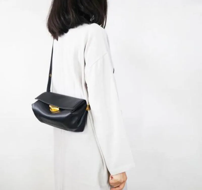 Augusta Leather Shoulder Bag Crossbody Bag Handbag - Beige/Black/Brown