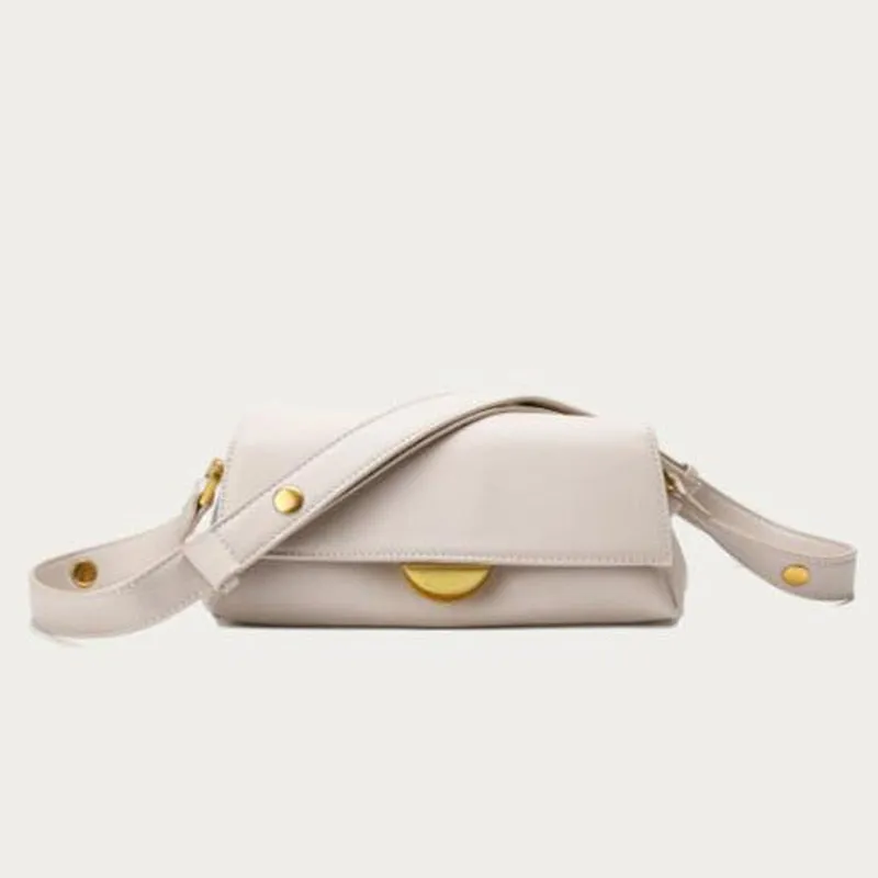 Augusta Leather Shoulder Bag Crossbody Bag Handbag - Beige/Black/Brown