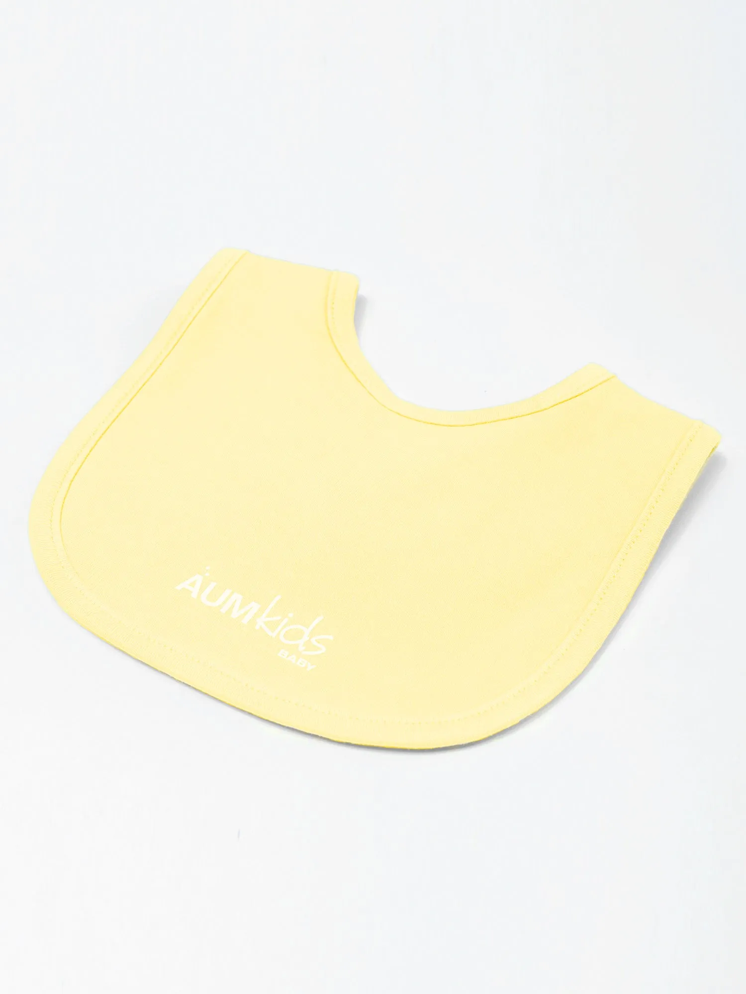 AUMkids HAPPY BABY SHORT SLEEVE ONESIE   BIB SET, YELLOW