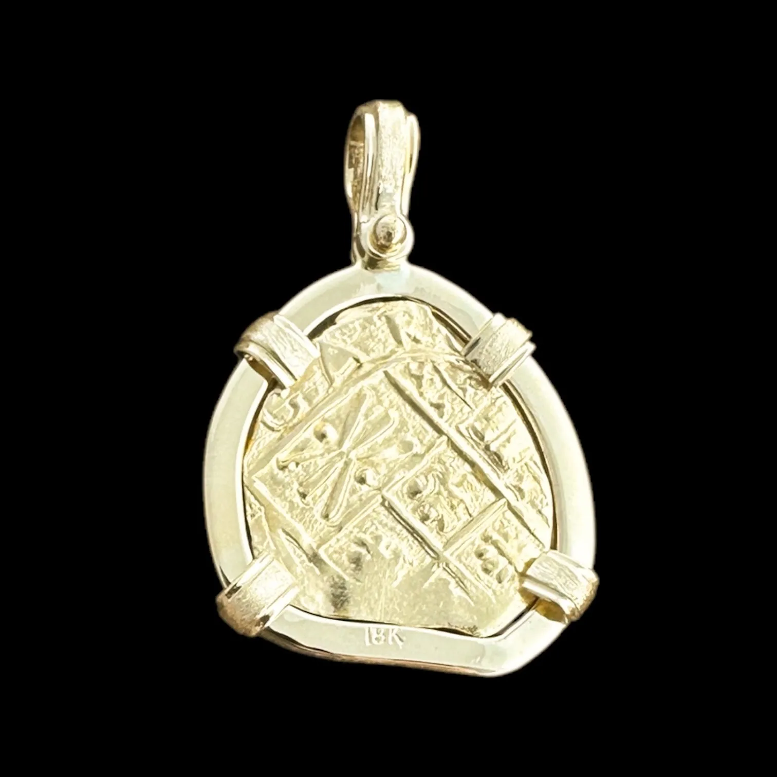 Authentic Gold Coin Pendant in 18k, 2 Escudos #PC24-31993