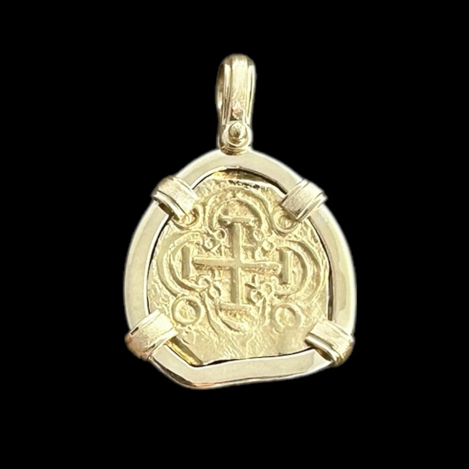 Authentic Gold Coin Pendant in 18k, 2 Escudos #PC24-31993