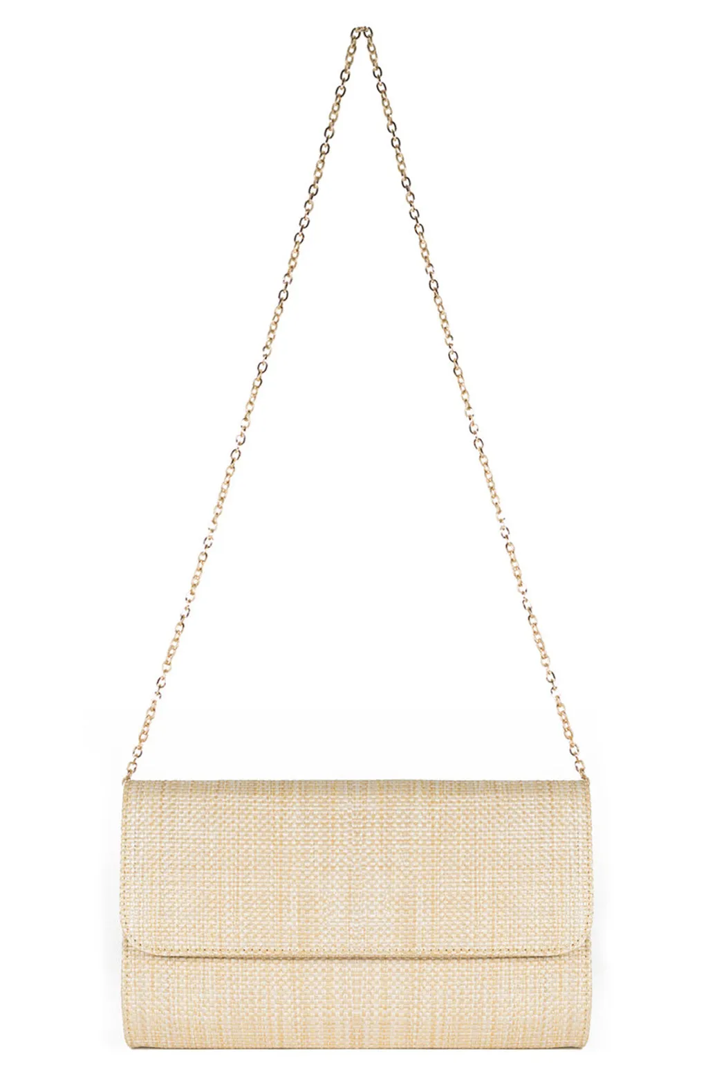 Avery Straw Clutch with Chain