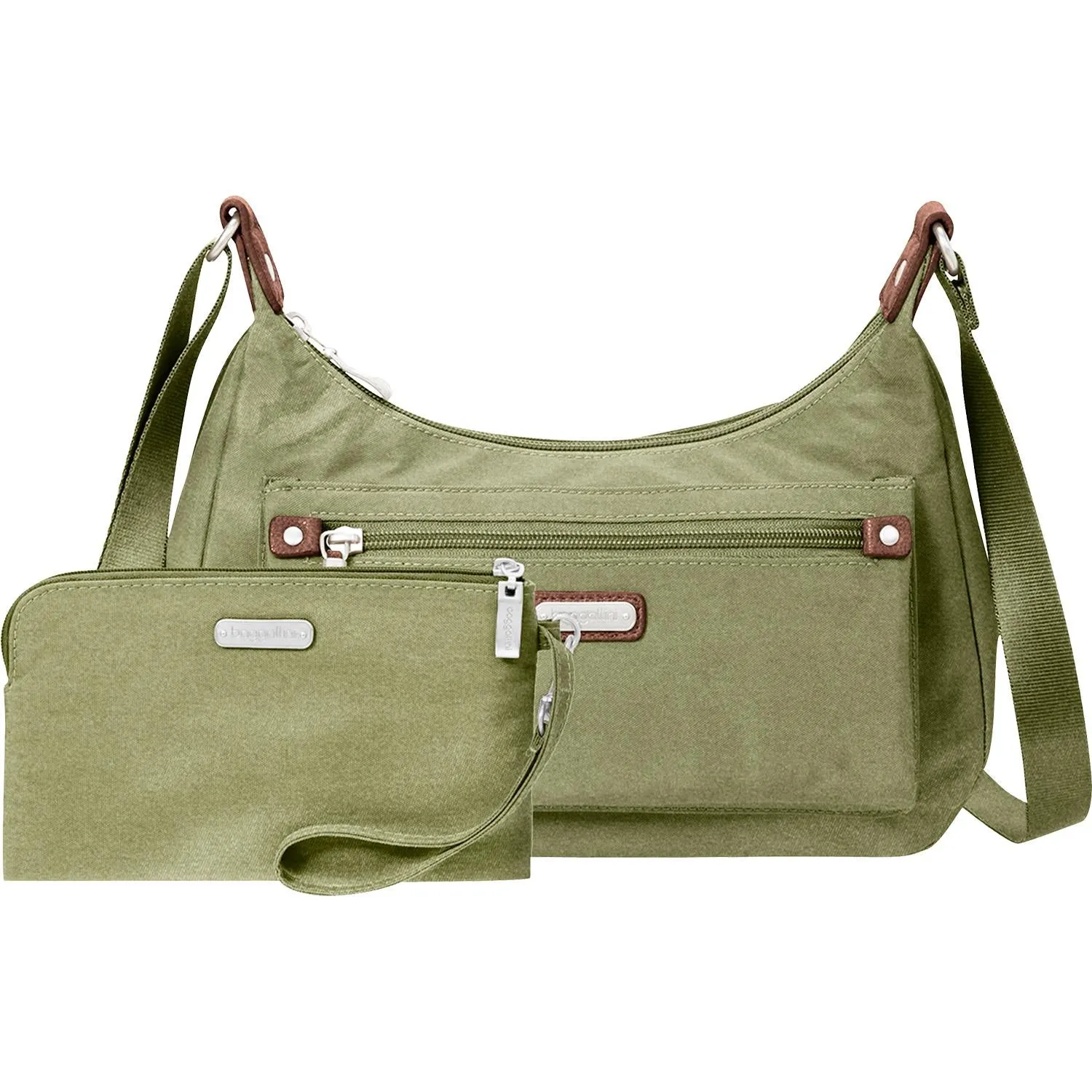 Baggallini Out And About Bagg With RFID Phone Wristlet Olive Nylon