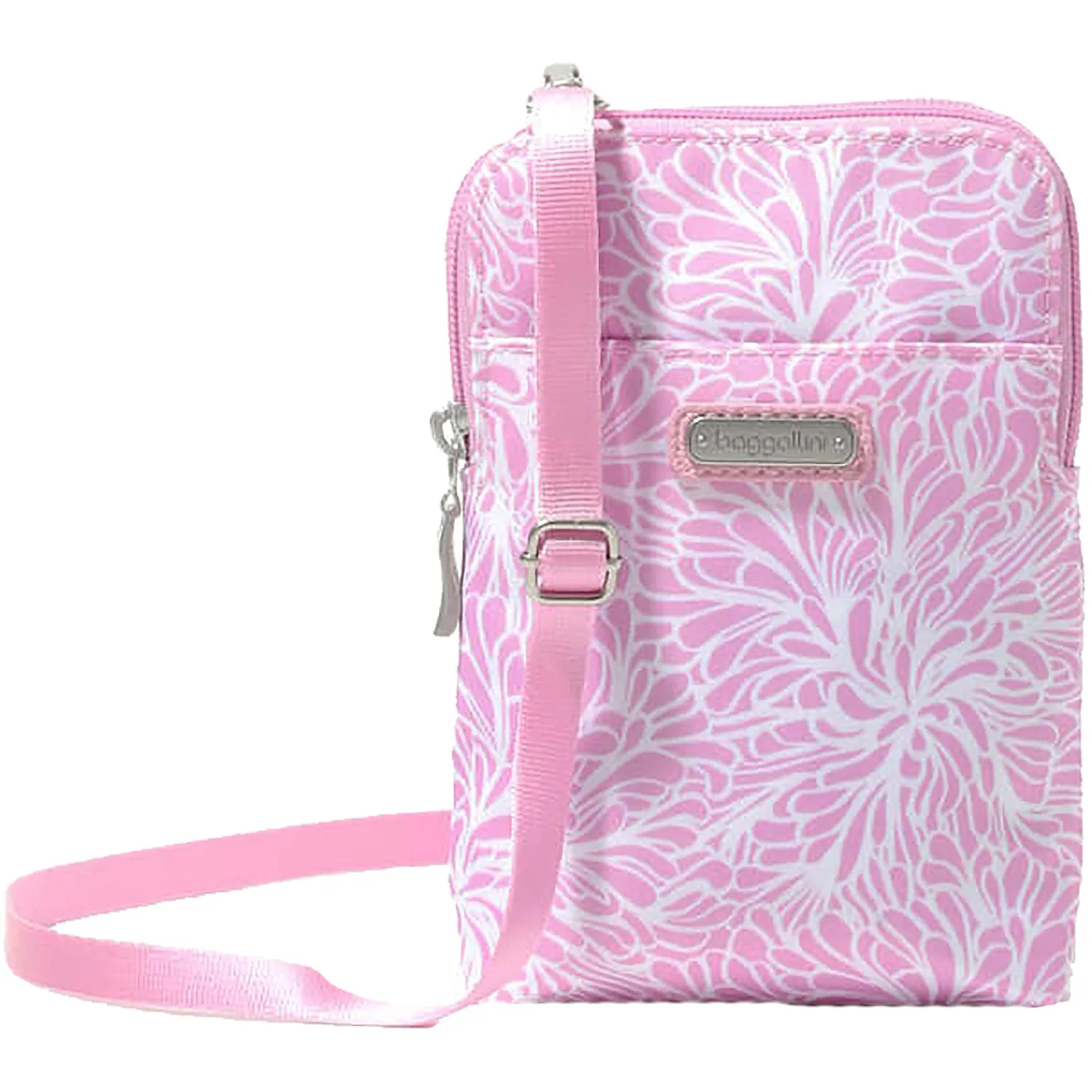 Baggallini Take Two RFID Bryant Crossbody Pink Blossom Nylon