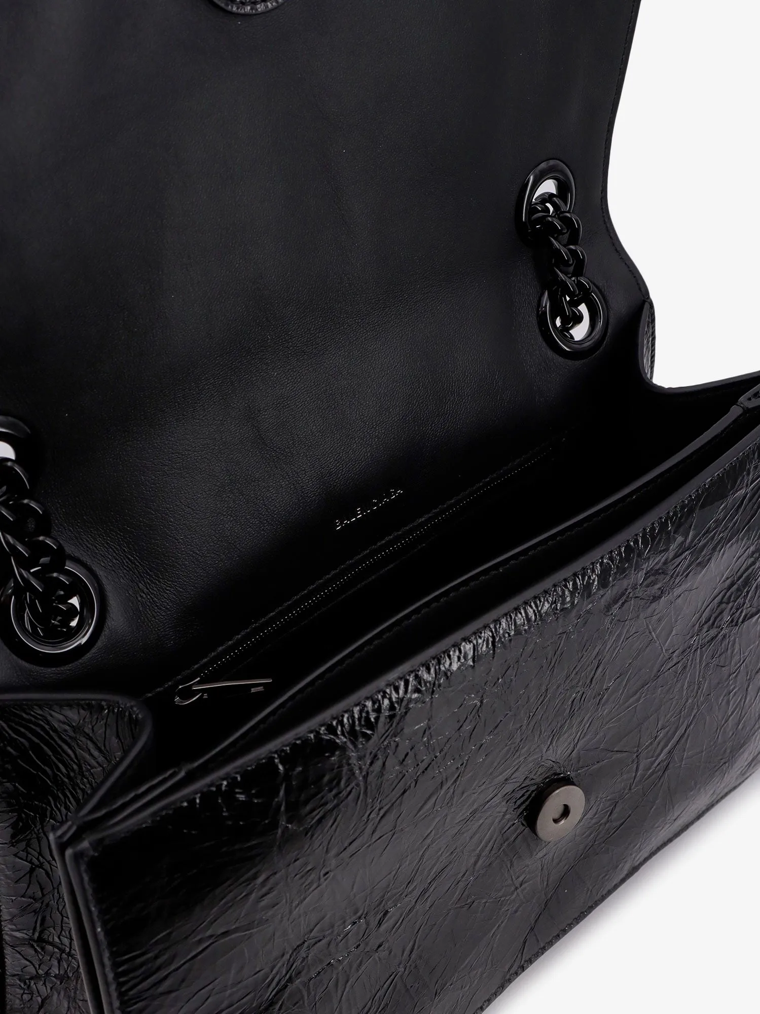 Balenciaga Patent Leather Shoulder Bag With Frontal Monogram