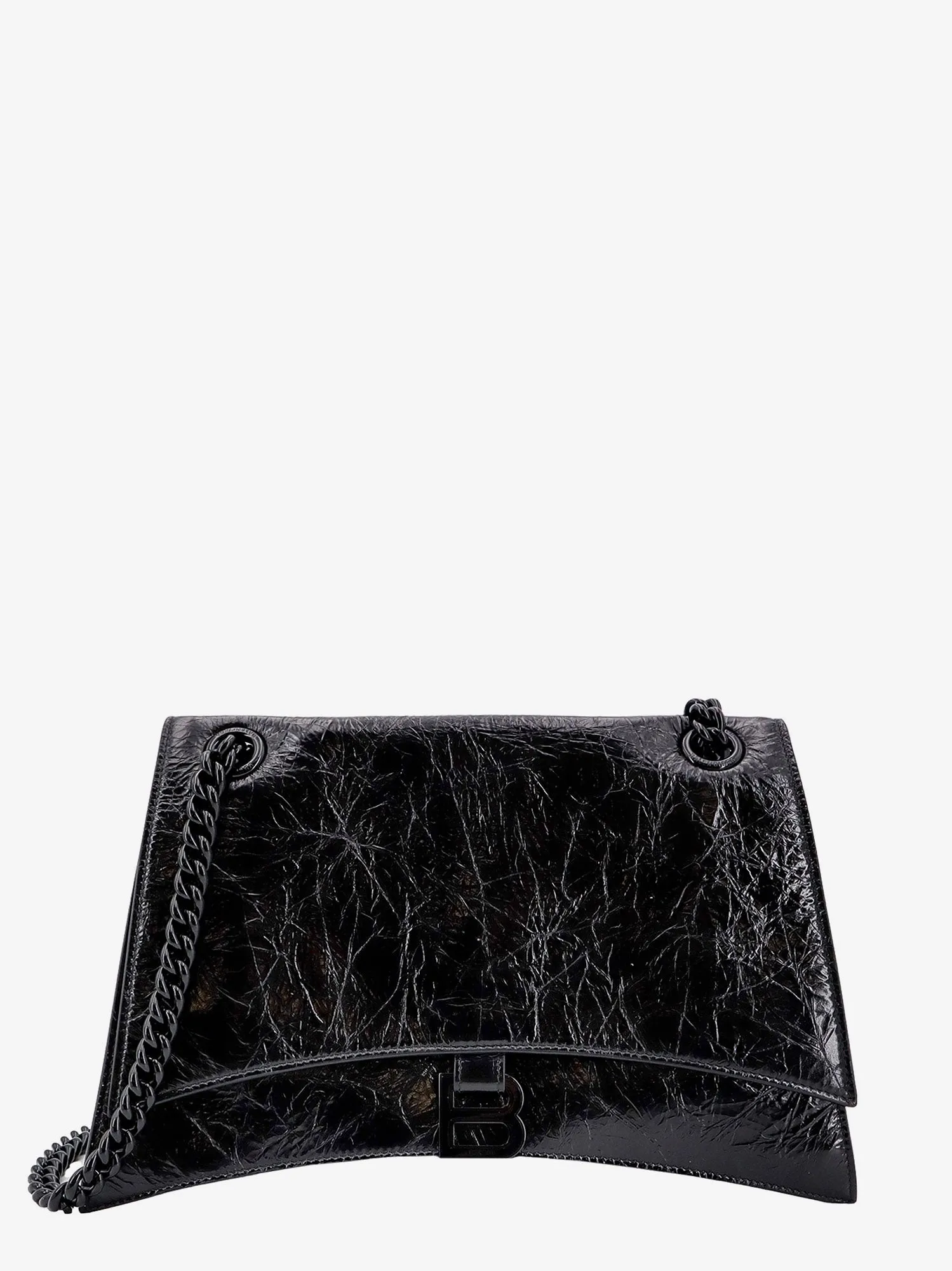 Balenciaga Patent Leather Shoulder Bag With Frontal Monogram
