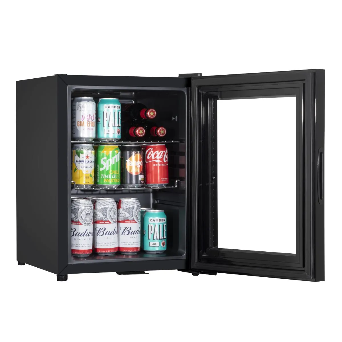 Baridi 40L Drinks Mini Fridge with LED Light, Black and Glass Door