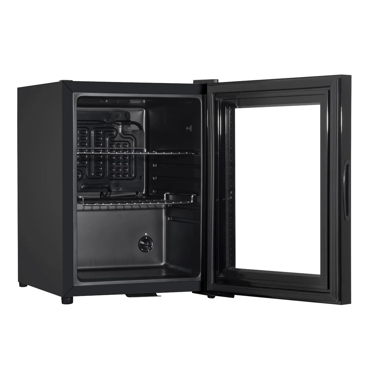 Baridi 40L Drinks Mini Fridge with LED Light, Black and Glass Door