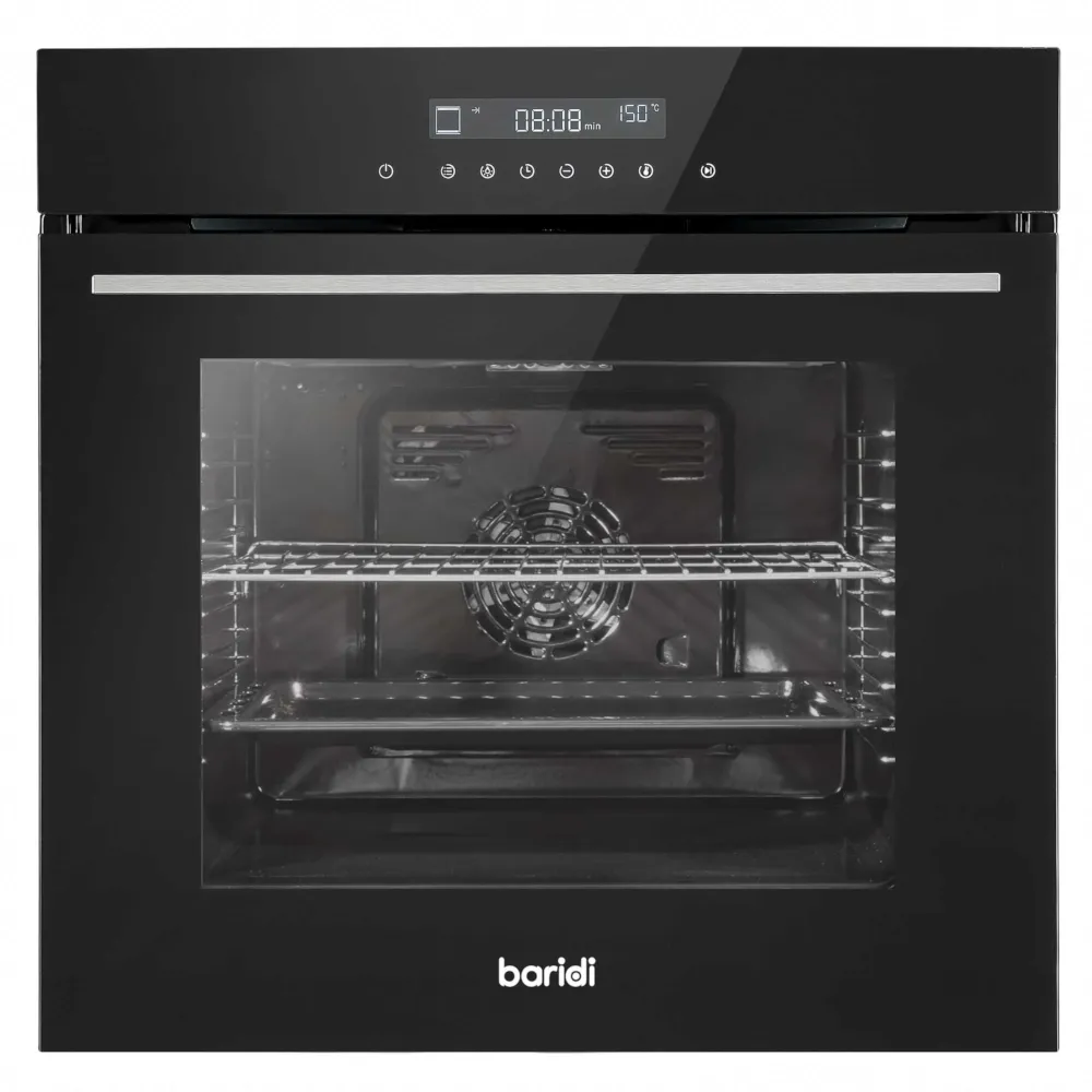 Baridi Integrated Fan-Assisted Electric Oven 60cm, 72L Capacity - Black - A
