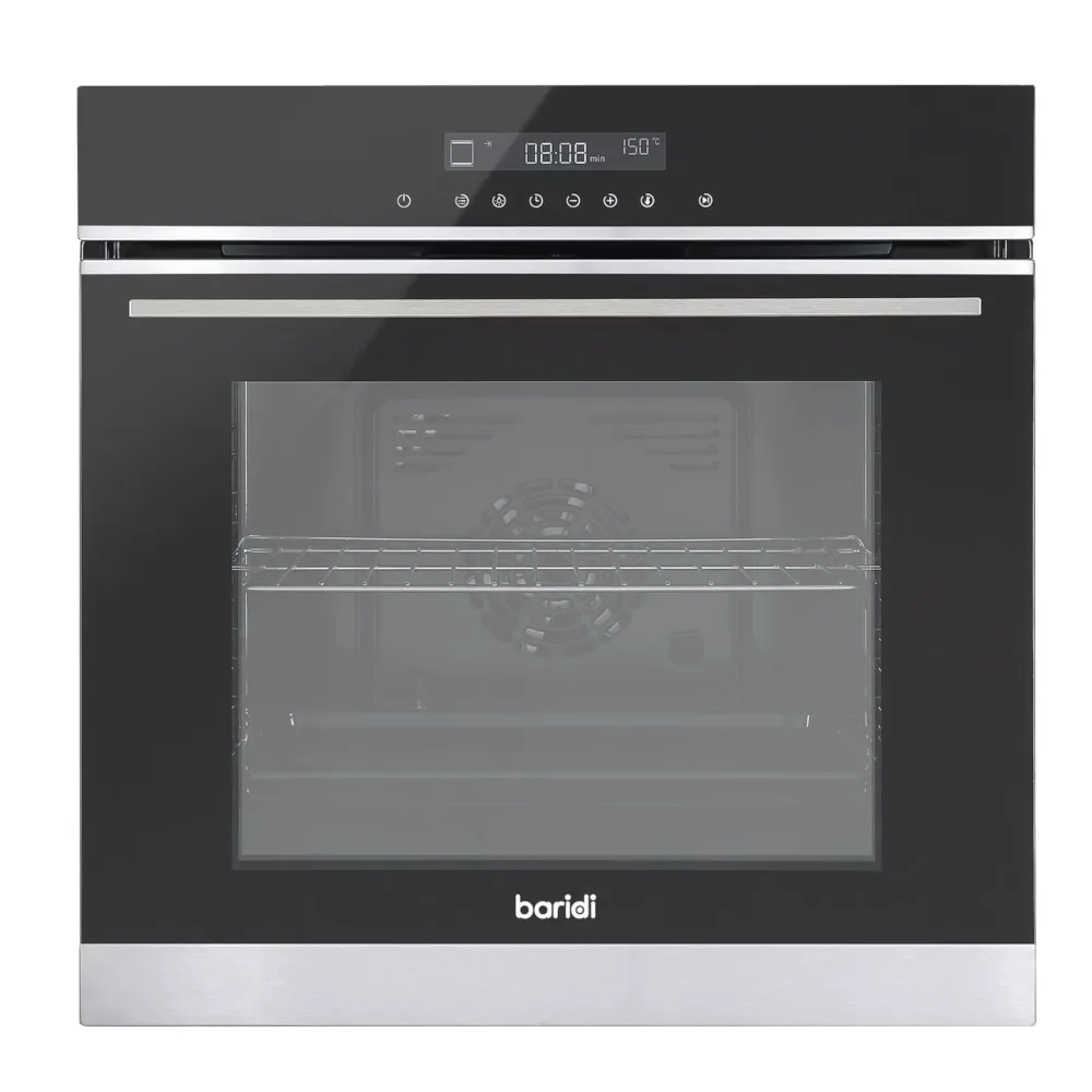 Baridi Integrated Fan-Assisted Electric Oven 60cm, 72L Capacity - Black/Stainless Steel - B