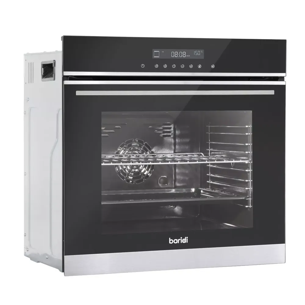 Baridi Integrated Fan-Assisted Electric Oven 60cm, 72L Capacity - Black/Stainless Steel - B