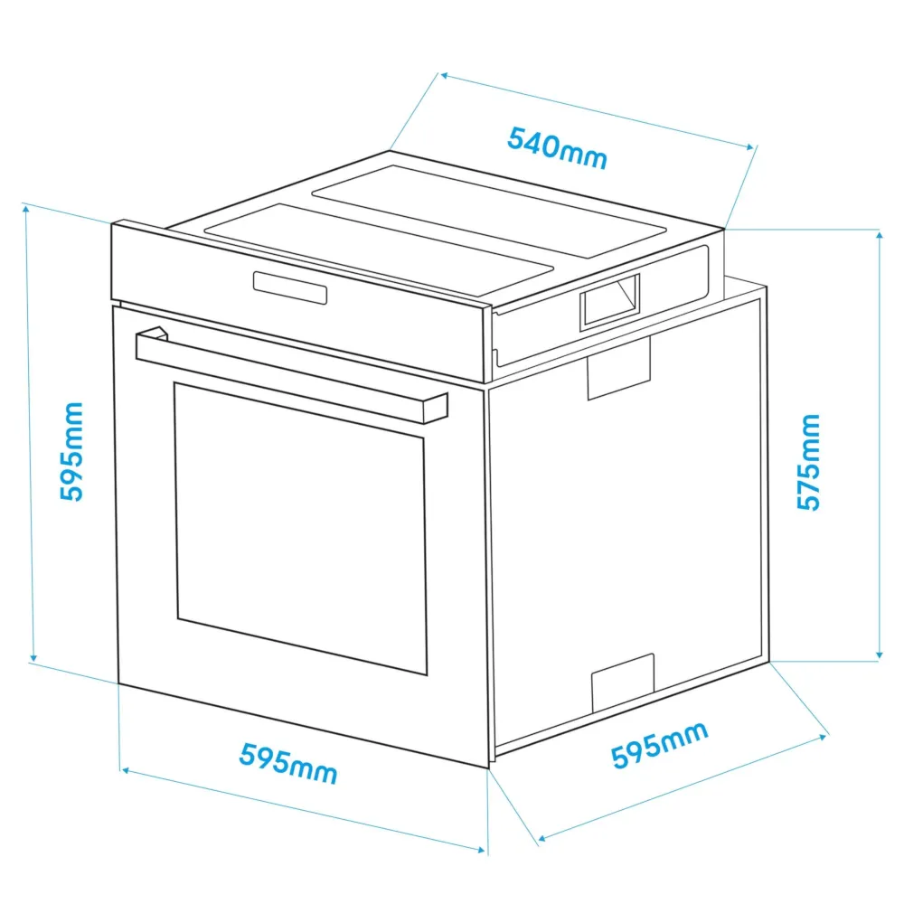 Baridi Integrated Fan-Assisted Electric Oven 60cm, 72L Capacity - Black/Stainless Steel - B