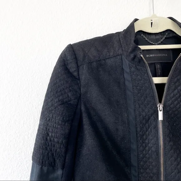 BCBGMaxAzria Black Zip Up Quilted Jacket