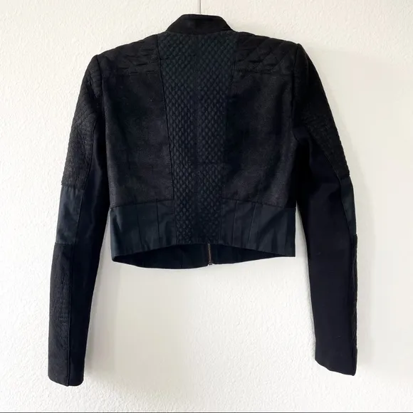 BCBGMaxAzria Black Zip Up Quilted Jacket