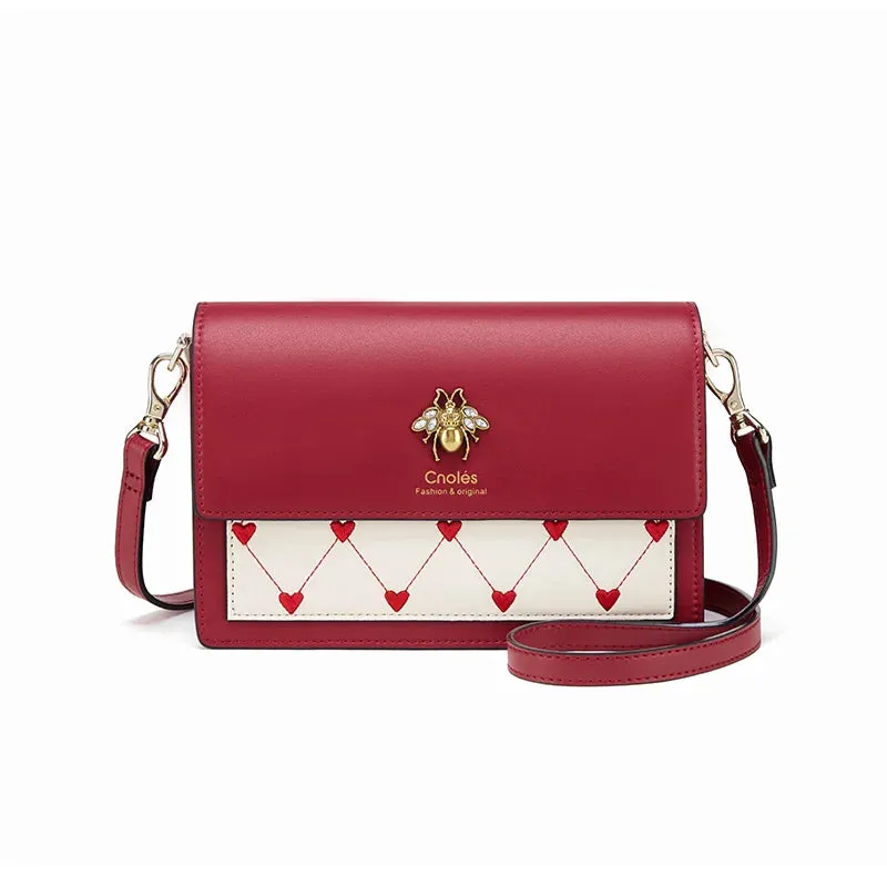 Bianca Snap-Shut Handbag Clutch Bag Crossbody Bag - Blue/ Dark Green/Red