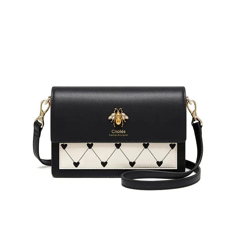 Bianca Snap-Shut Handbag Clutch Bag Crossbody Bag - Blue/ Dark Green/Red