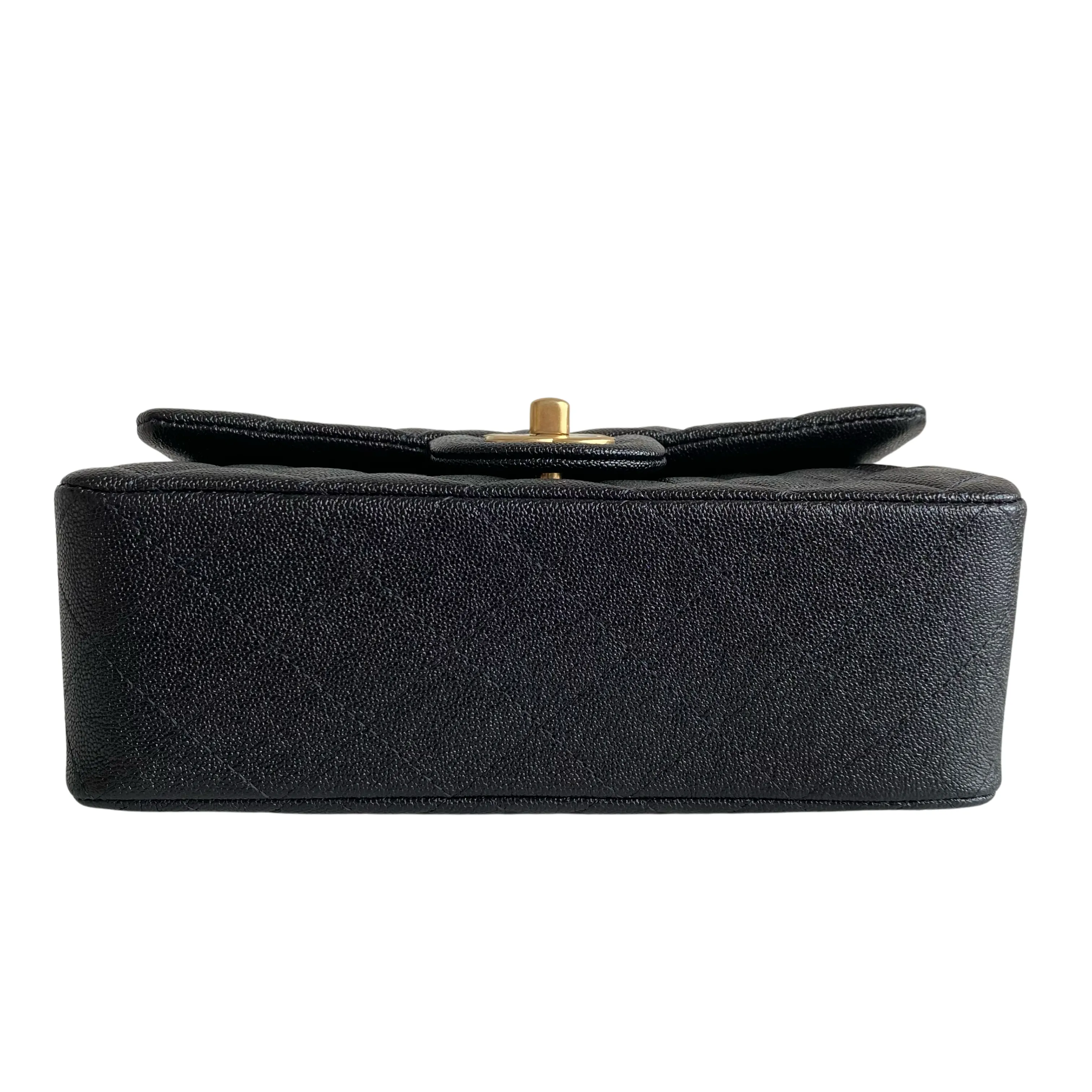 Black Caviar Quilted Mini Top Handle Rectangular Flap