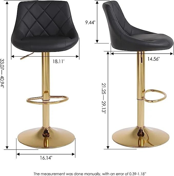 Black Leather Swivel Counter Height Bar Stools