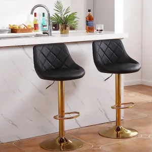 Black Leather Swivel Counter Height Bar Stools