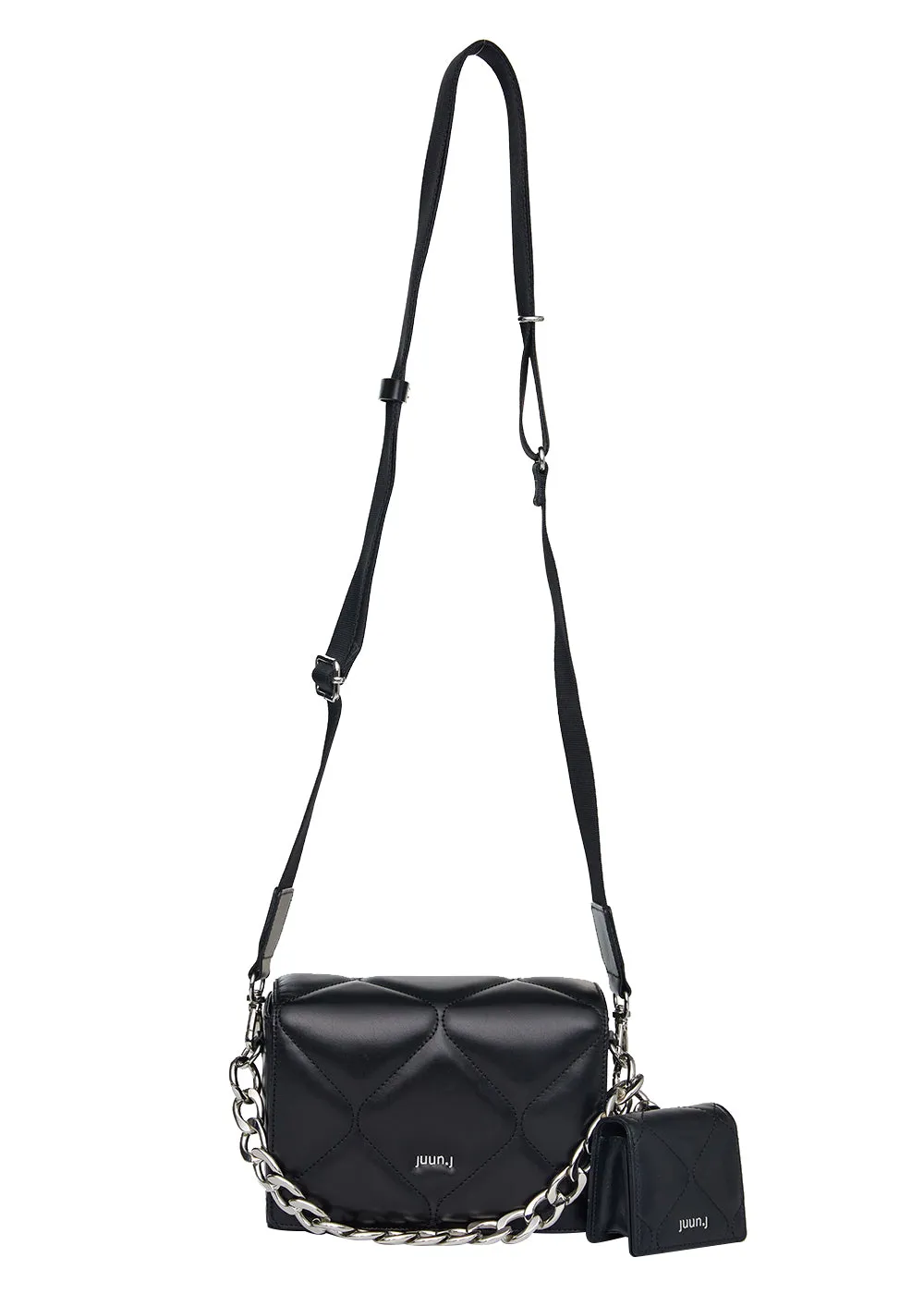 BLACK QUILTED LEATHER SQUARE BAG