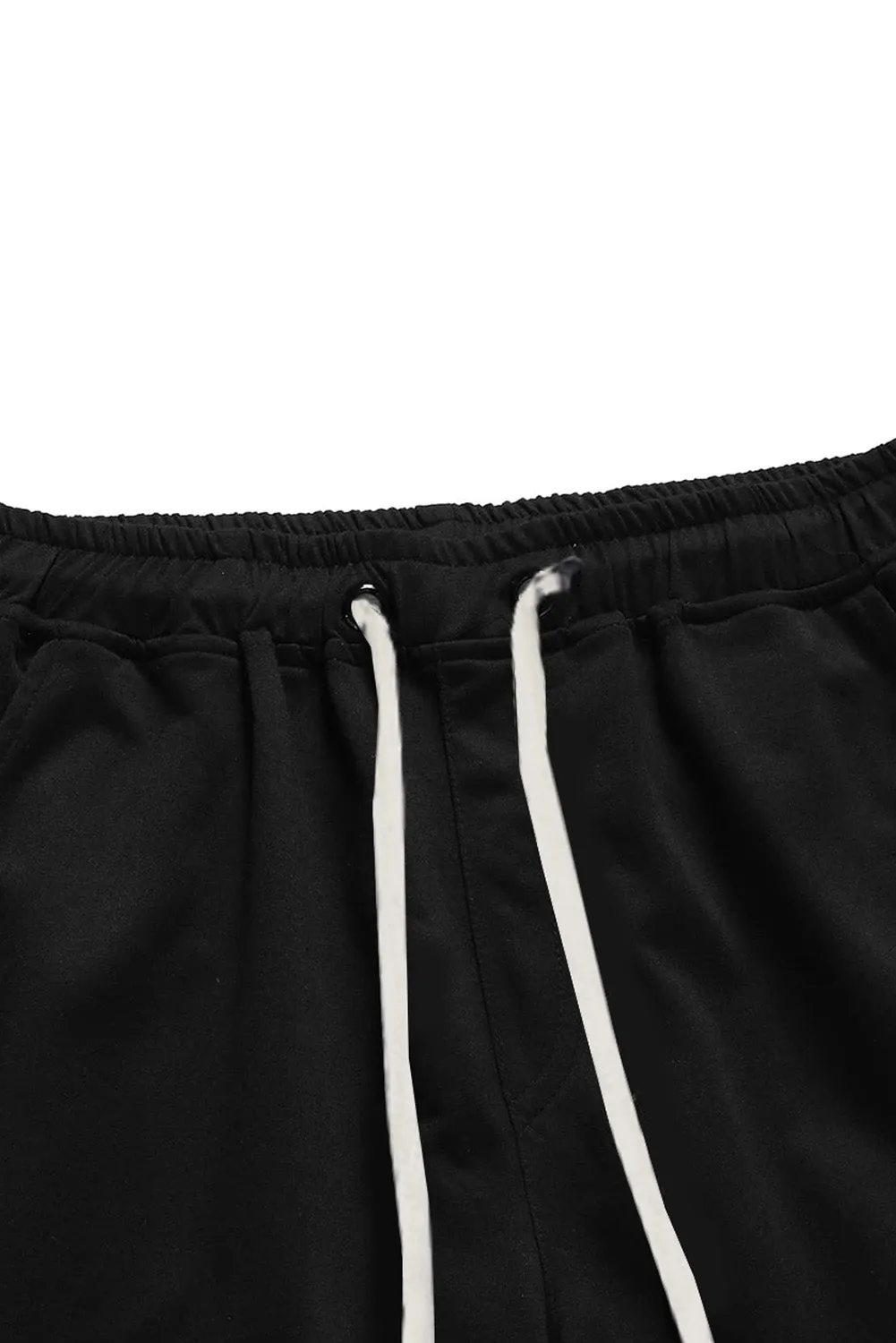 Black Skull Skeleton Print Drawstring Pockets Men's Sweatpants