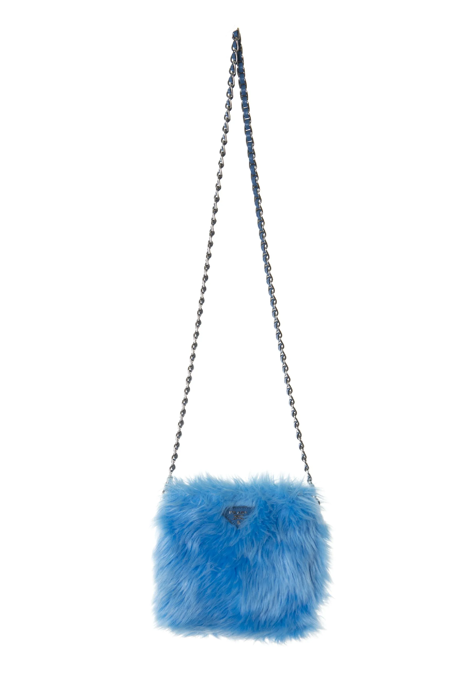 Blue Faux Fur Bag