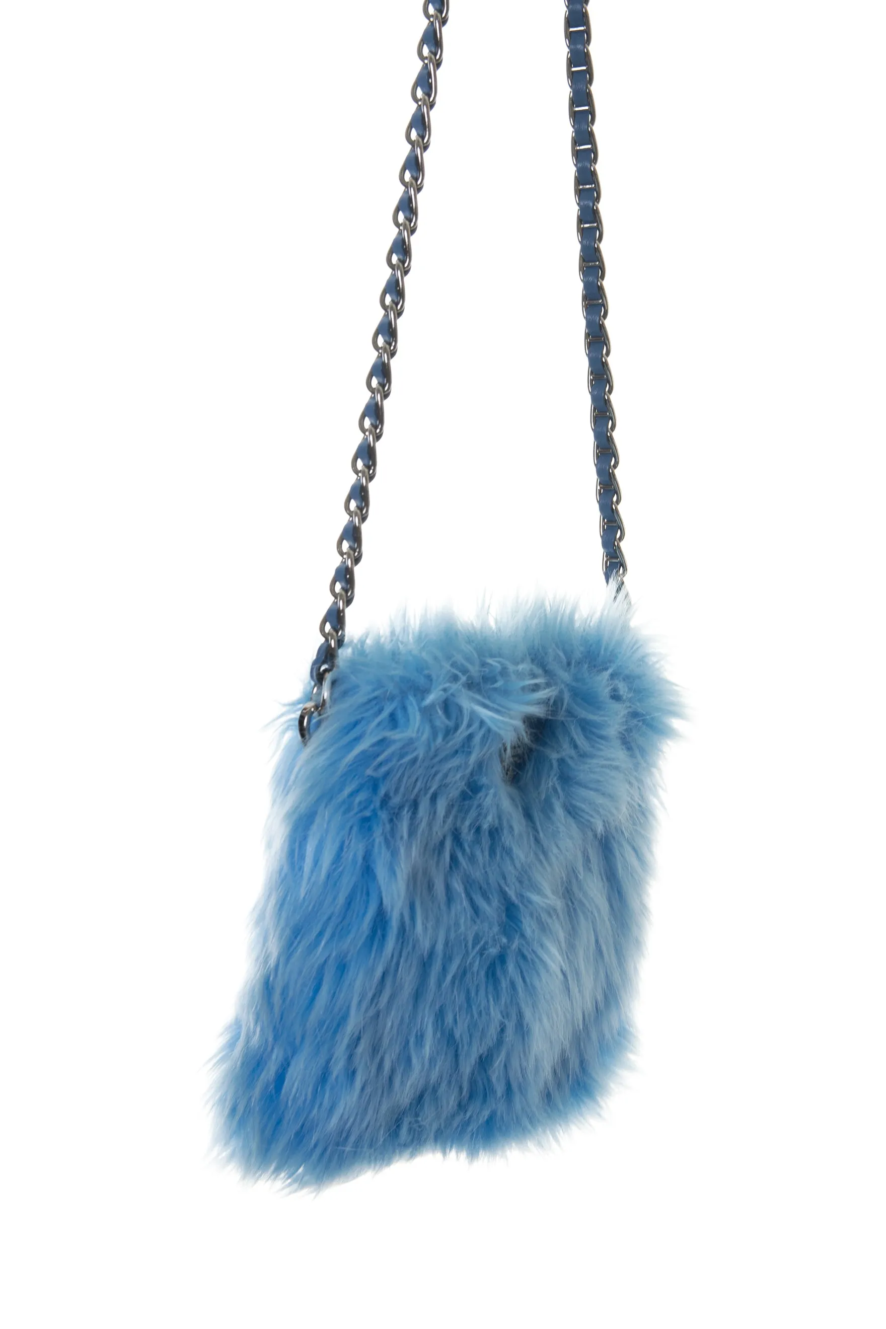 Blue Faux Fur Bag