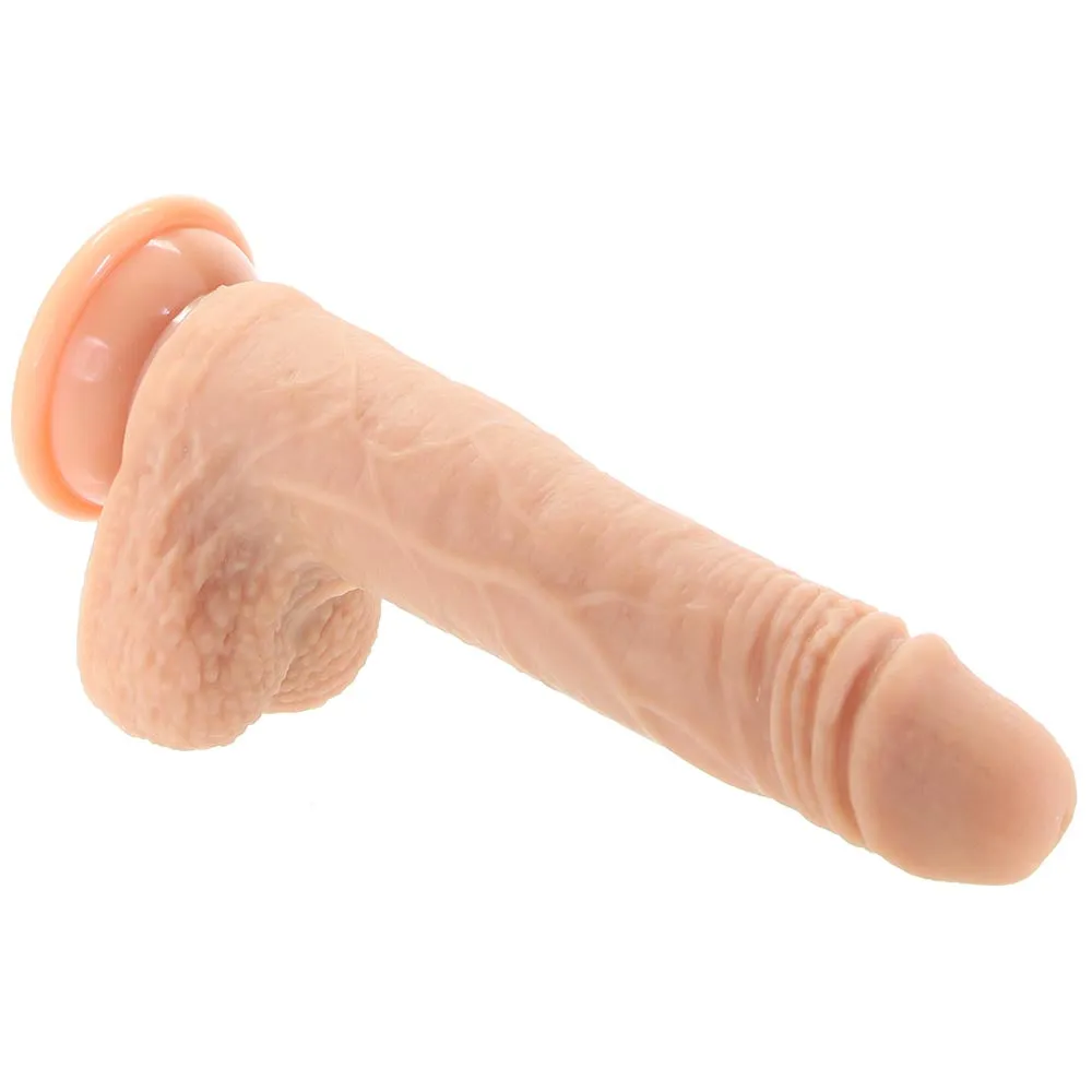 Blush Dr. Skin Silicone Dr. Grey Rechargeable Remote-Controlled 7 in. Thumping Dildo with Balls & Suction Cup