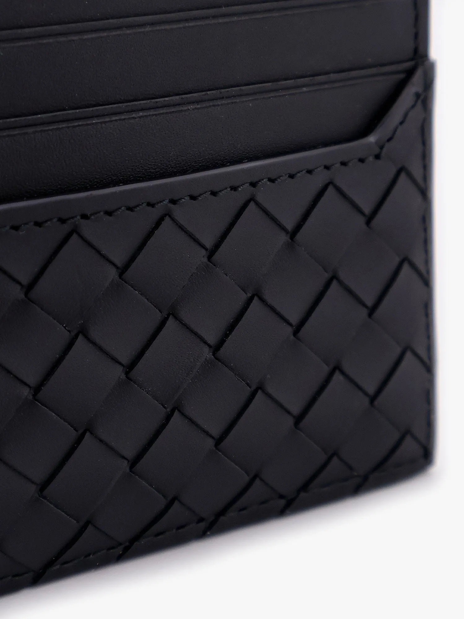 Bottega Veneta Leather Card Holder With Woven Fabric