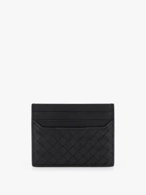Bottega Veneta Leather Card Holder With Woven Fabric