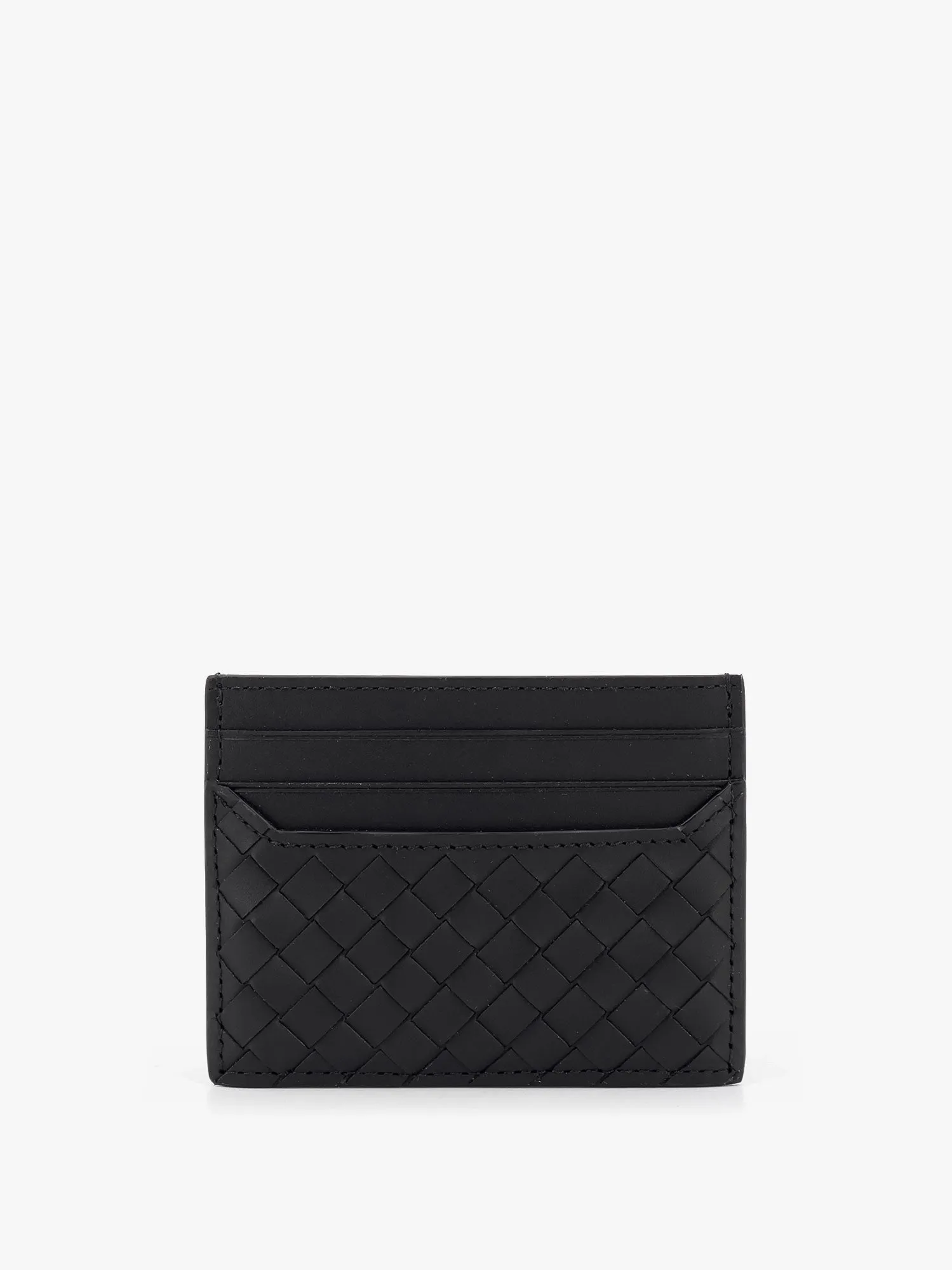 Bottega Veneta Leather Card Holder With Woven Fabric