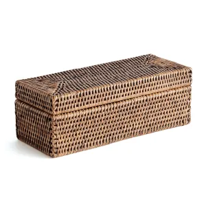Burma Rattan 3 Compartment Lidded Box