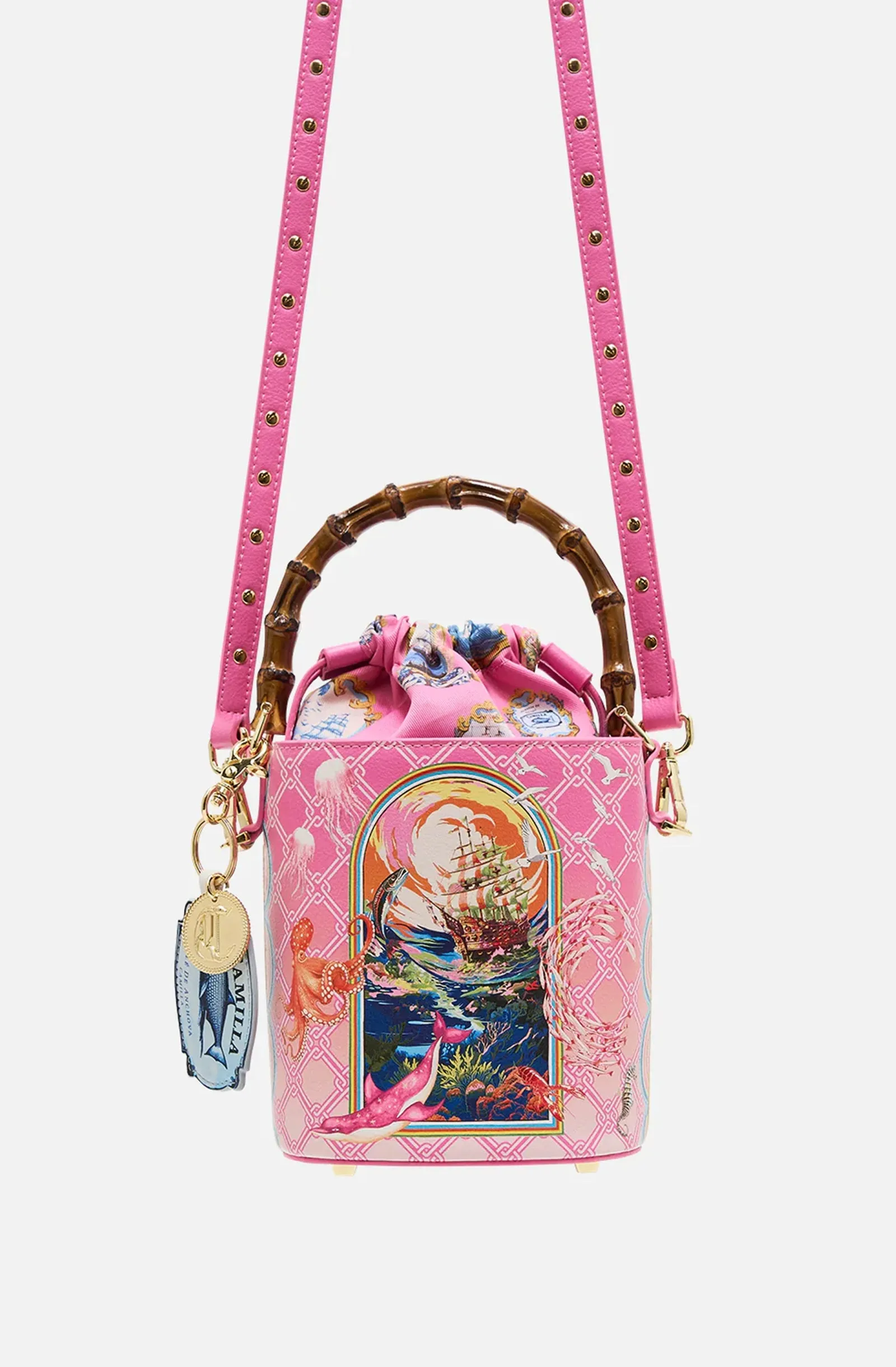 CAMILLA Drawstring Bucket Bag - Salty Splendour