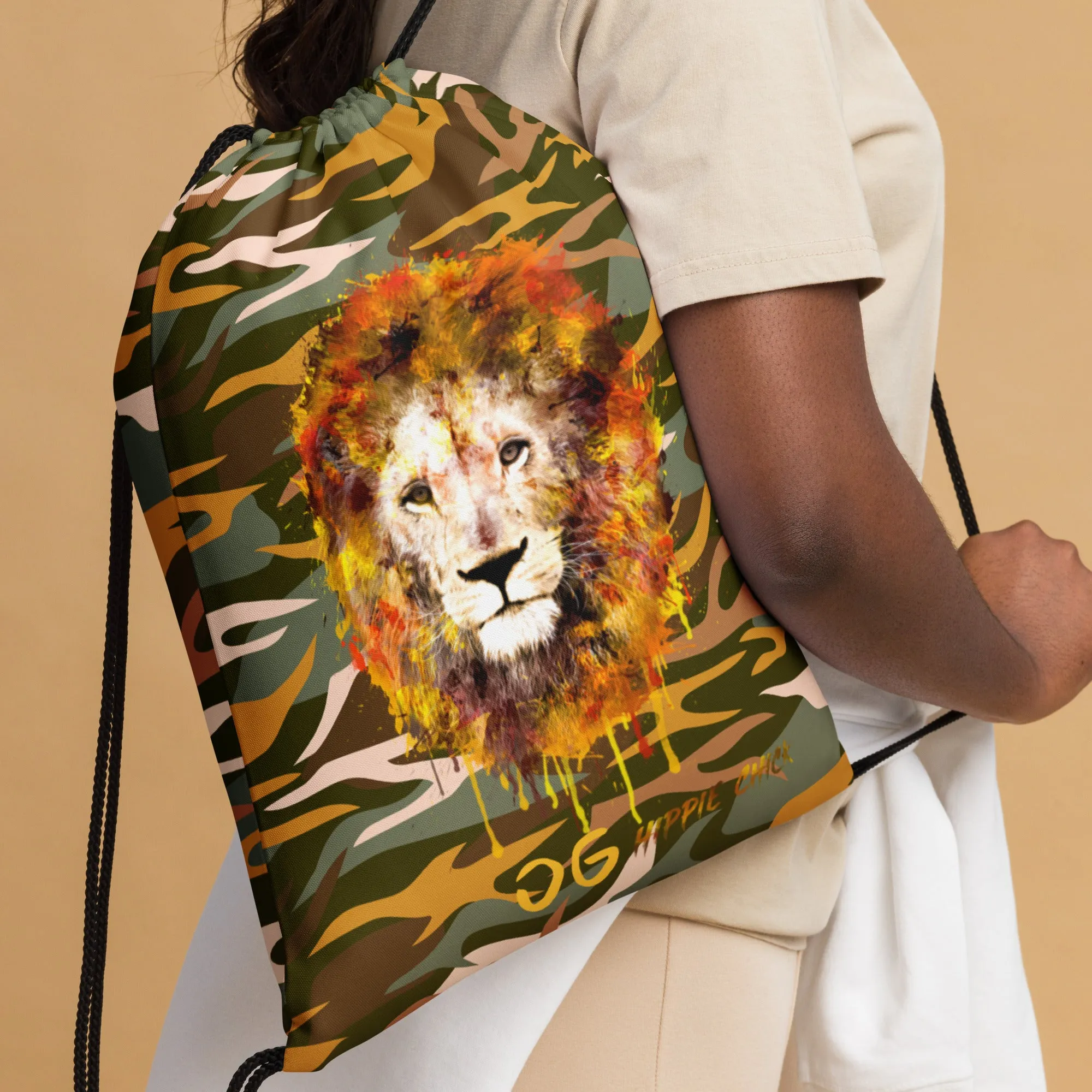 Camo Rays Drawstring Bag
