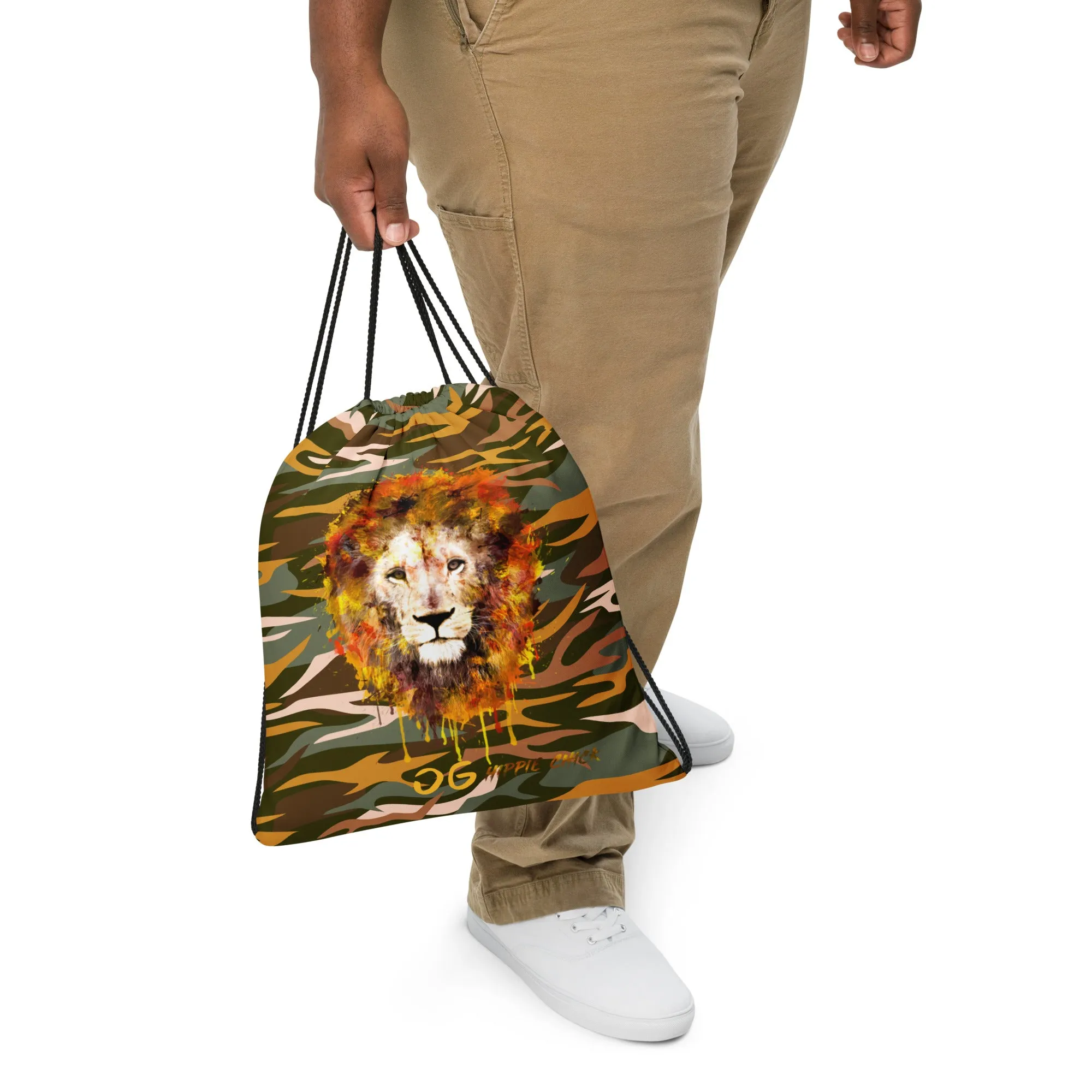 Camo Rays Drawstring Bag