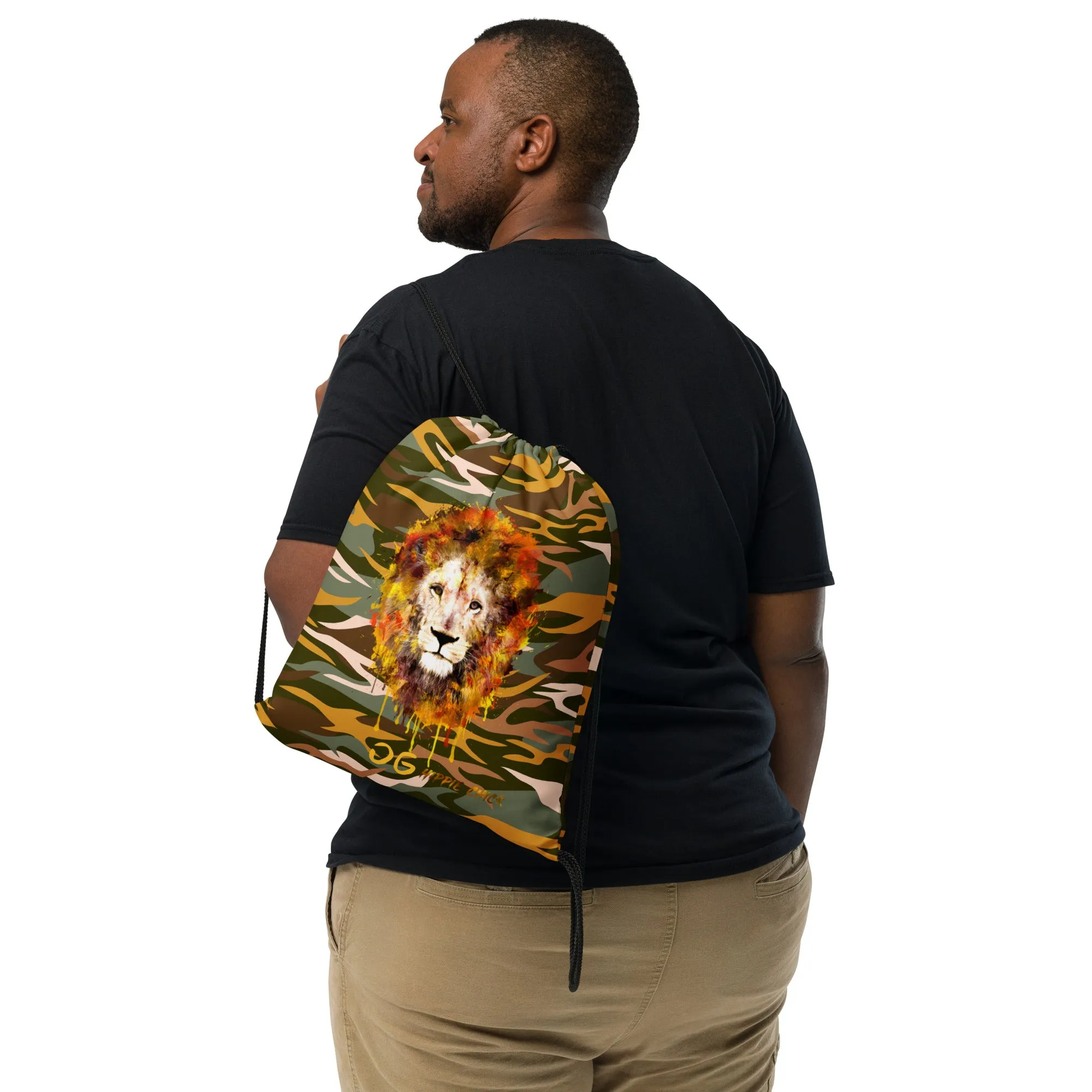 Camo Rays Drawstring Bag
