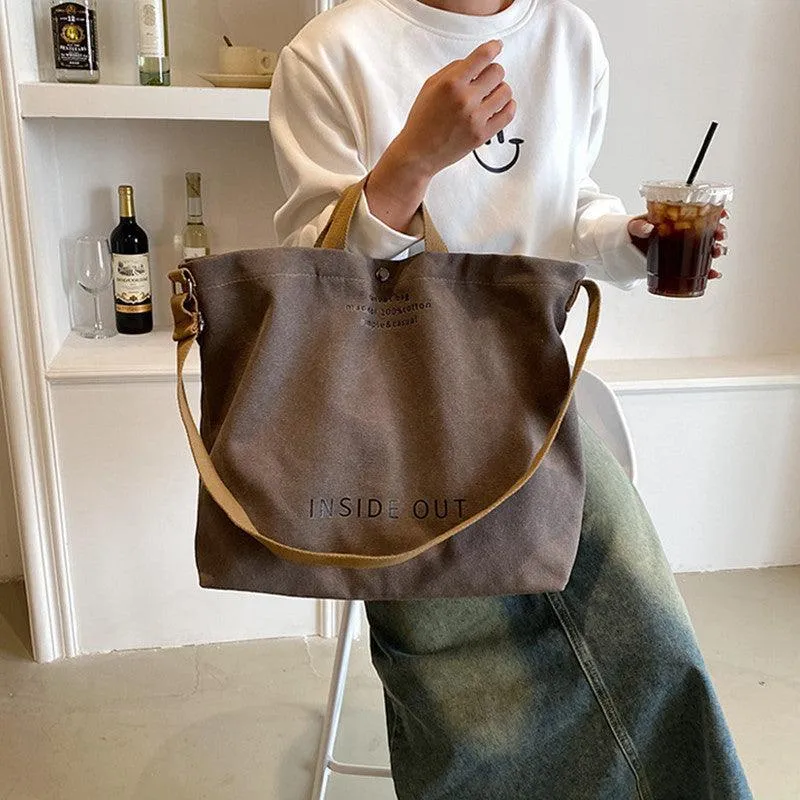 Canvas Letters Tote Bag Large Capacity Crossbody