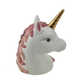 Ceramic Starry Unicorn Head Coin Bank, 6-1/2-Inch