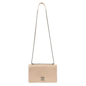 Chanel Beige Quilted Calfskin Medium Korean Garden Flap