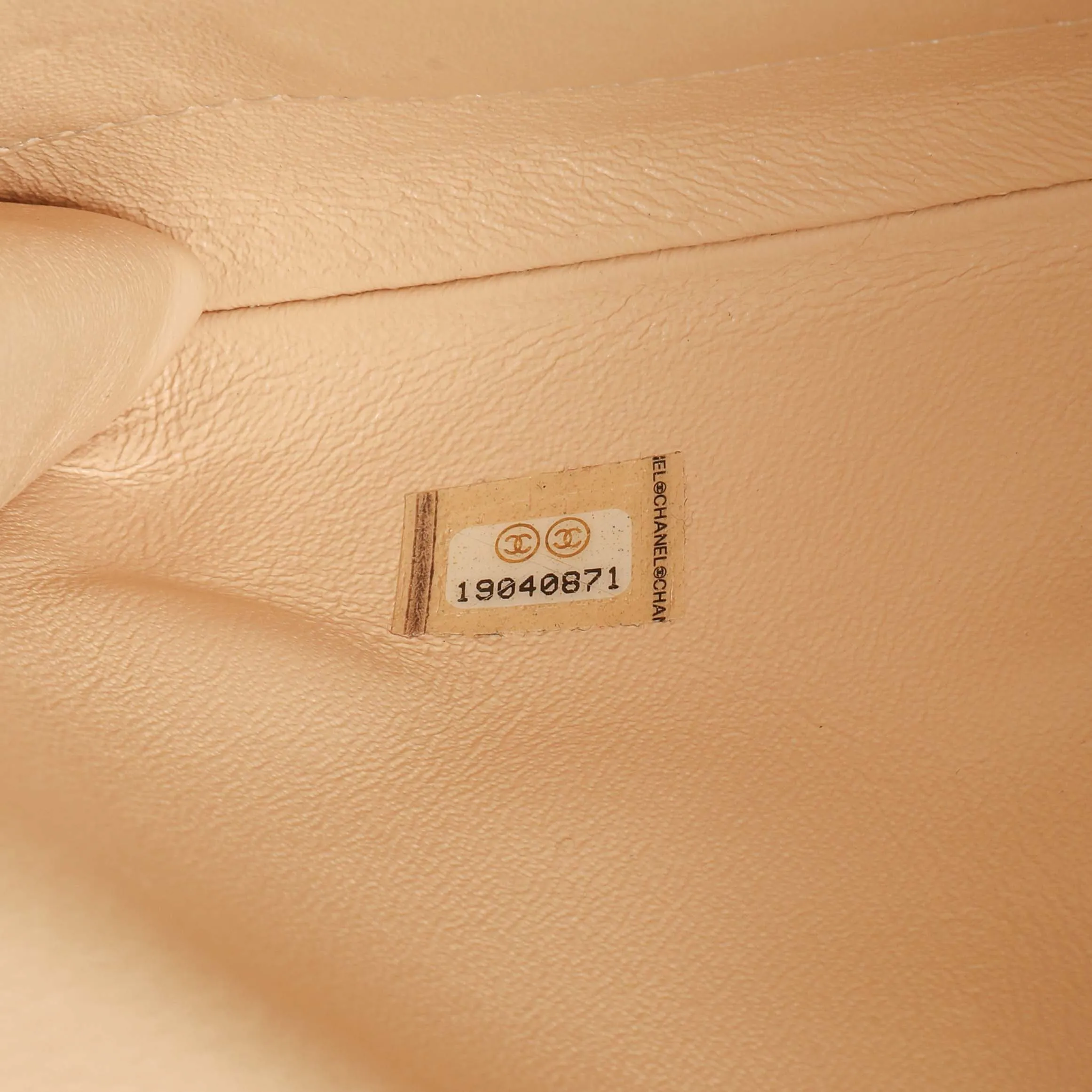Chanel Beige Quilted Caviar Clutch With Chain Flap