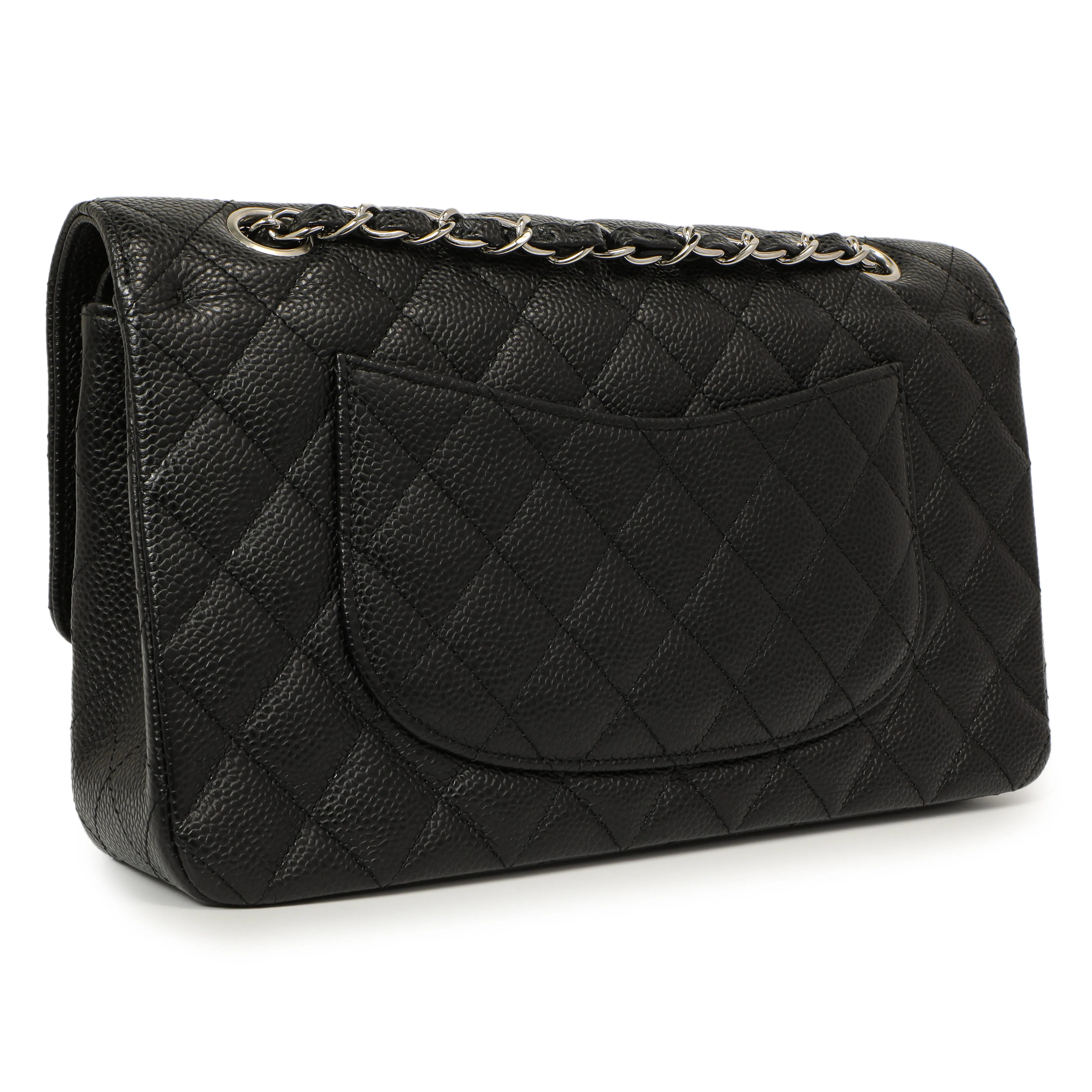 Chanel Black Quilted Caviar Medium Classic Double Flap