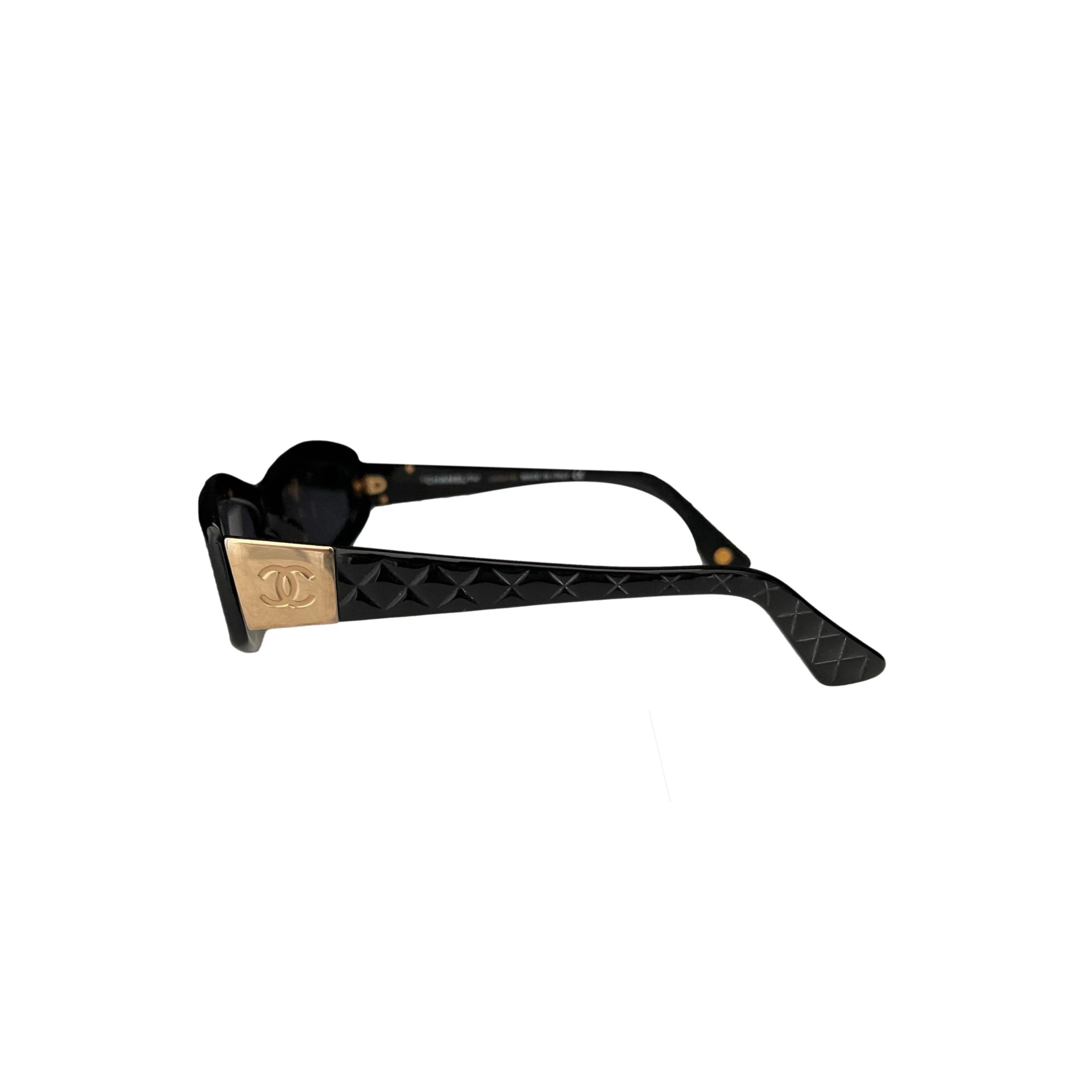 Chanel Black Quilted Slim Sunglasses