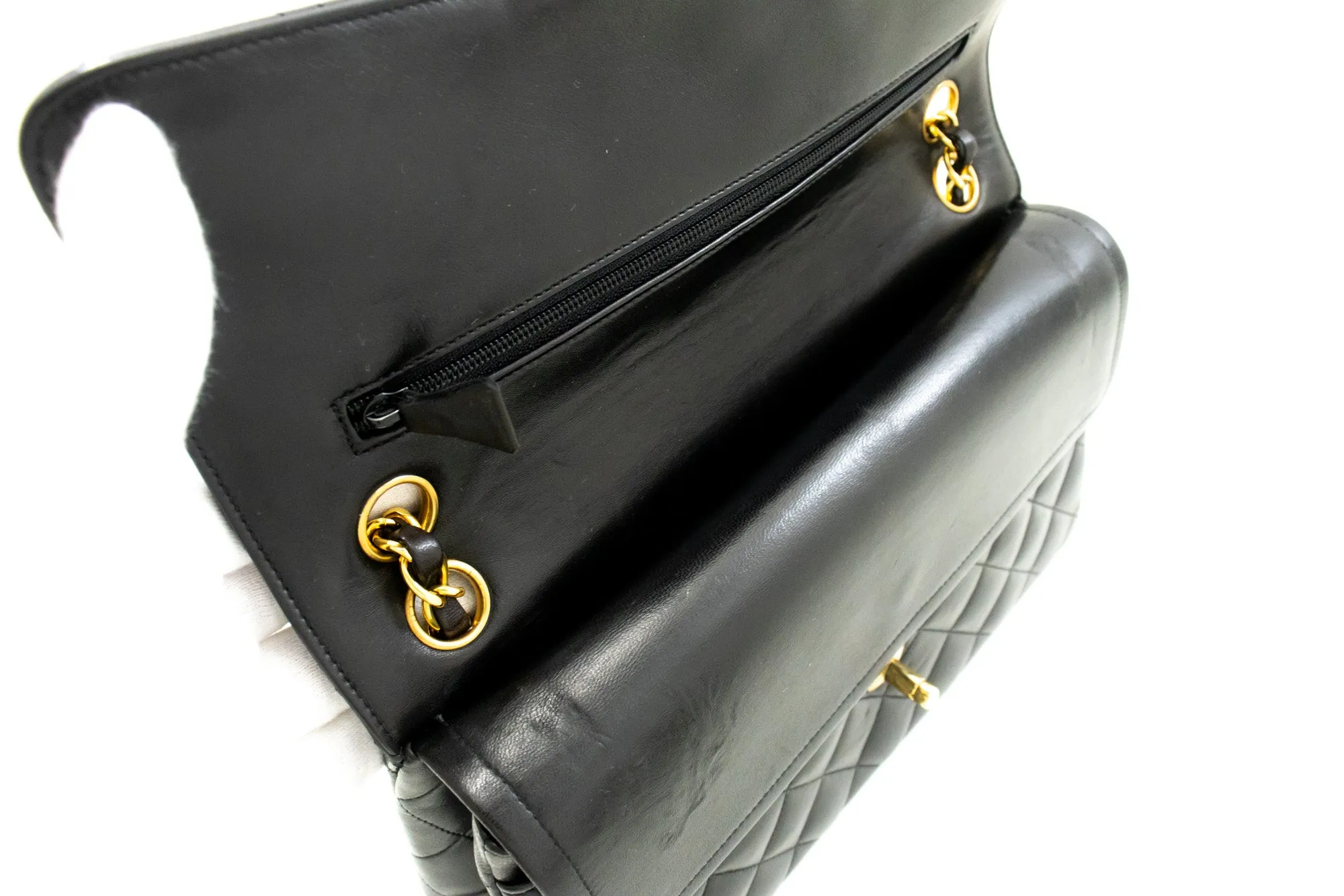 CHANEL Paris Limited Chain Shoulder Bag Black Double Flap Quilted m57