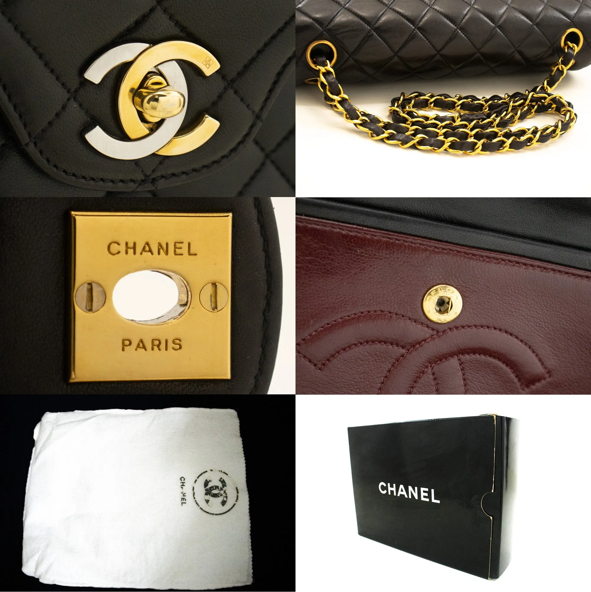 CHANEL Paris Limited Chain Shoulder Bag Black Double Flap Quilted m57