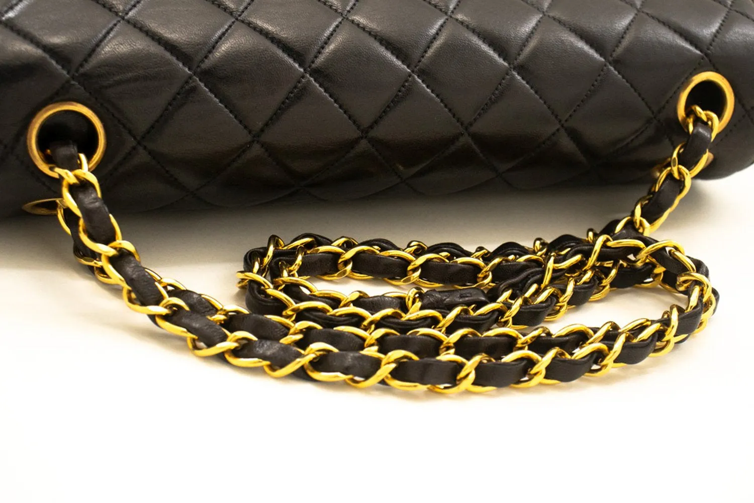 CHANEL Paris Limited Chain Shoulder Bag Black Double Flap Quilted m57